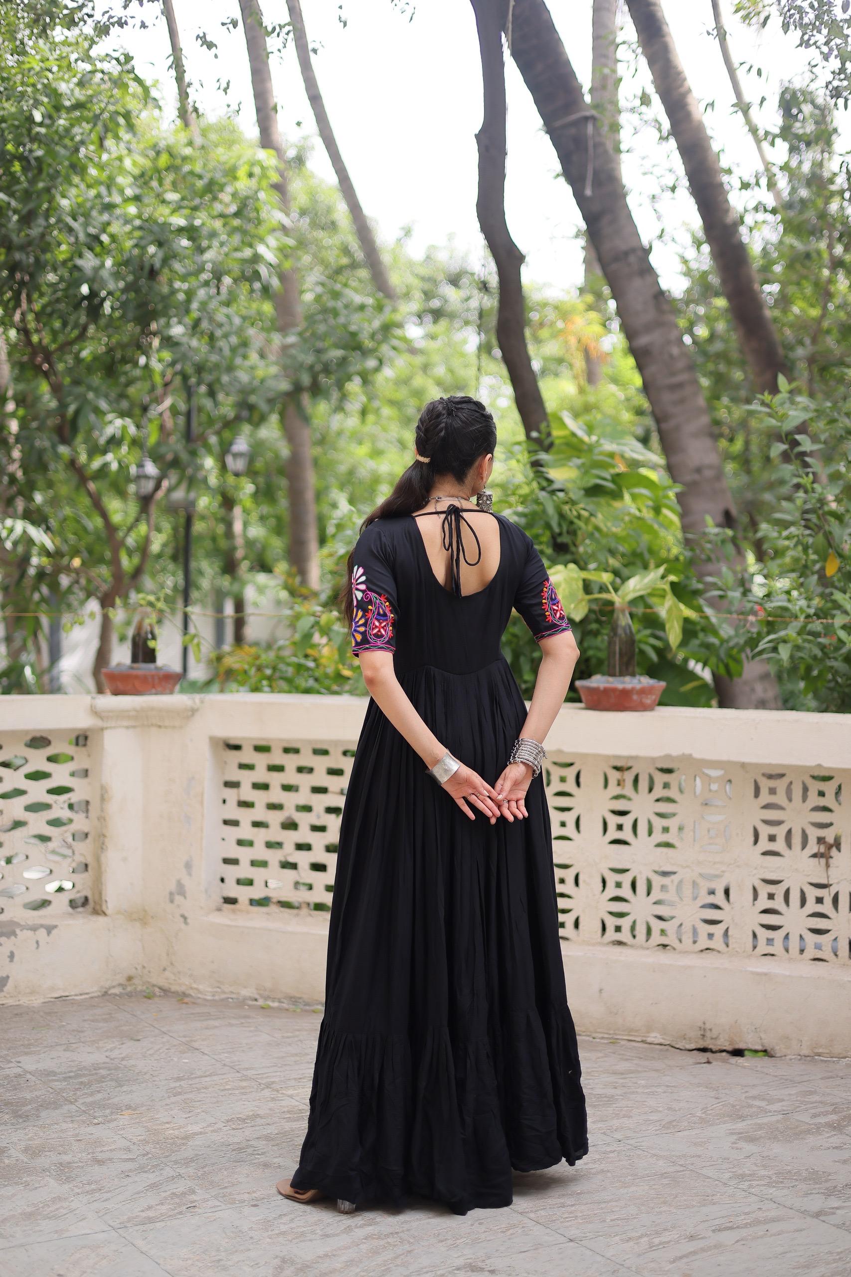 Rayon Embroidery Work Gown