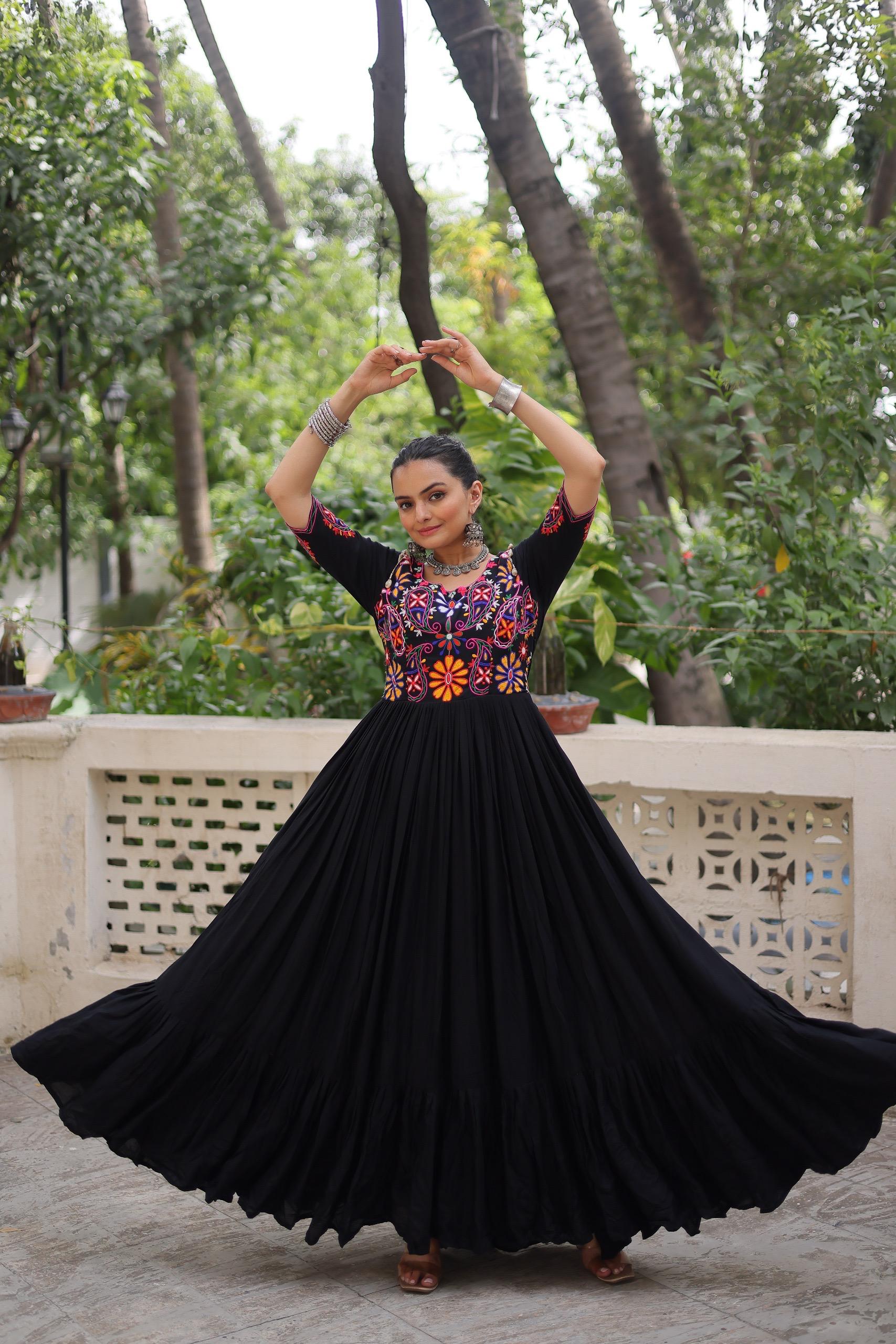 Rayon Embroidery Work Gown