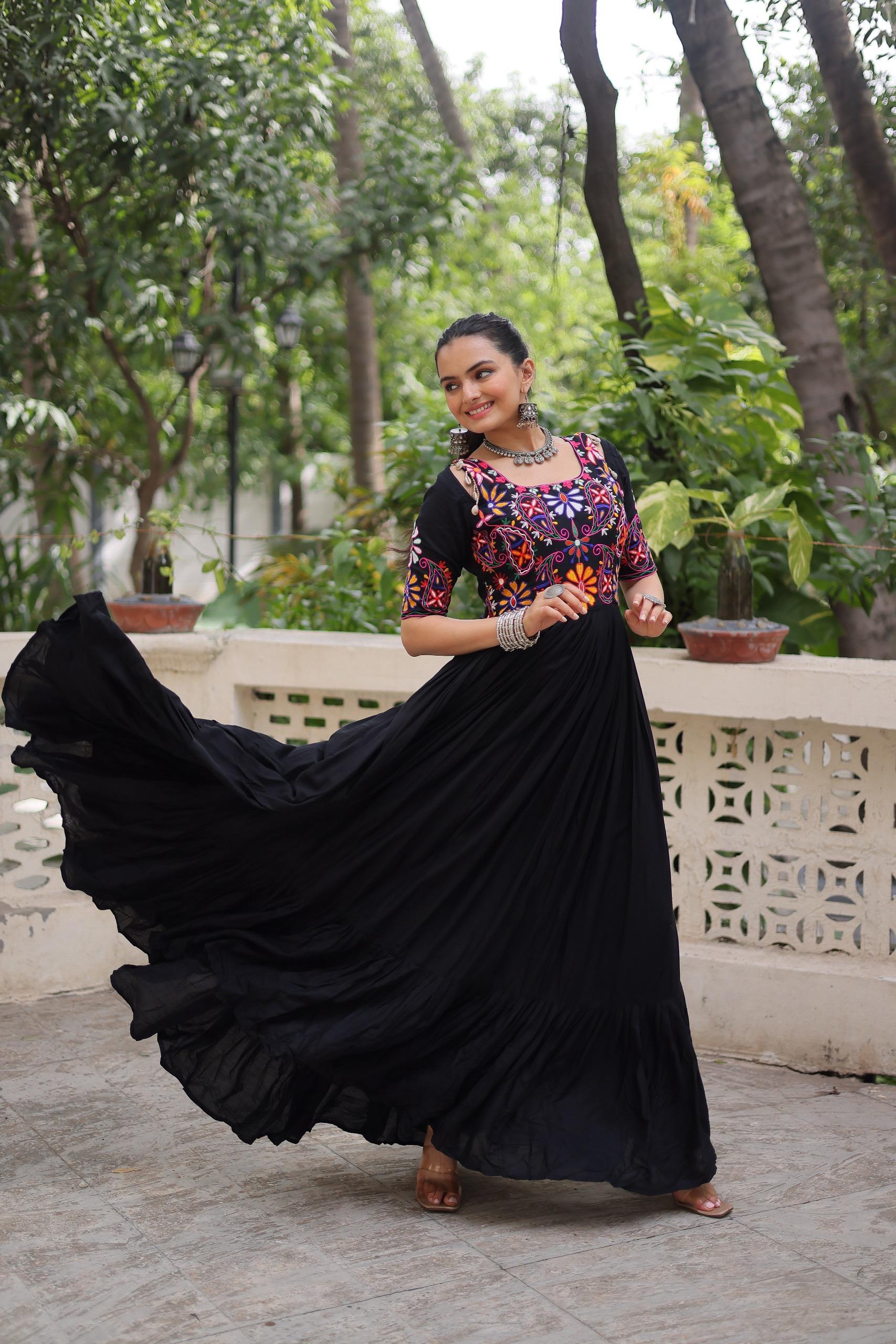 Rayon Embroidery Work Gown