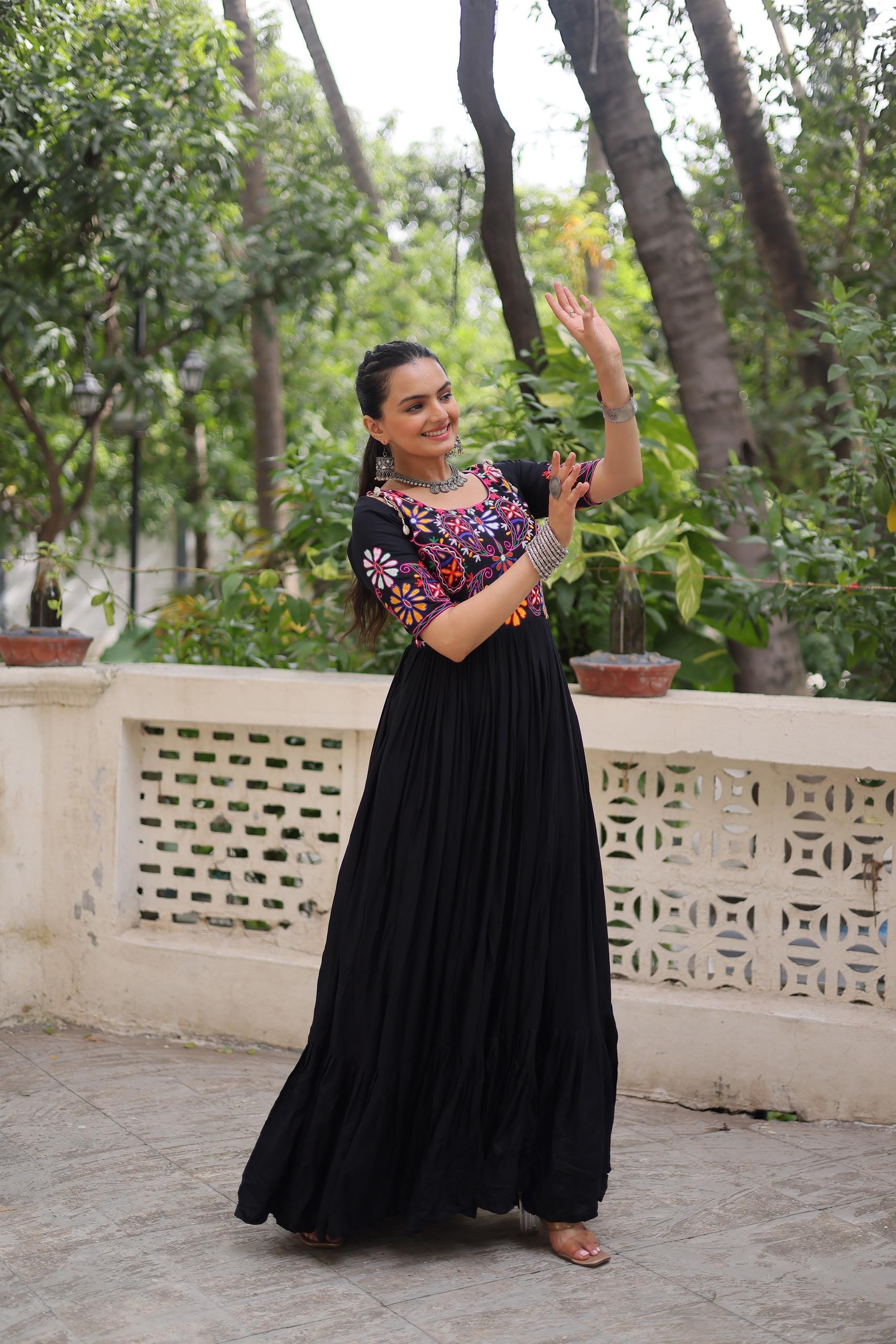 Rayon Embroidery Work Gown