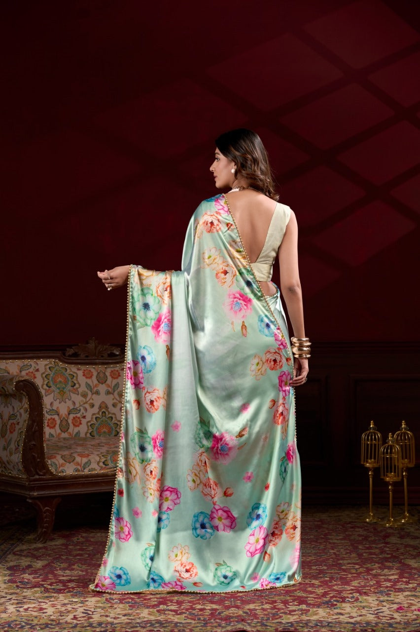 Party Wear Satin Saree