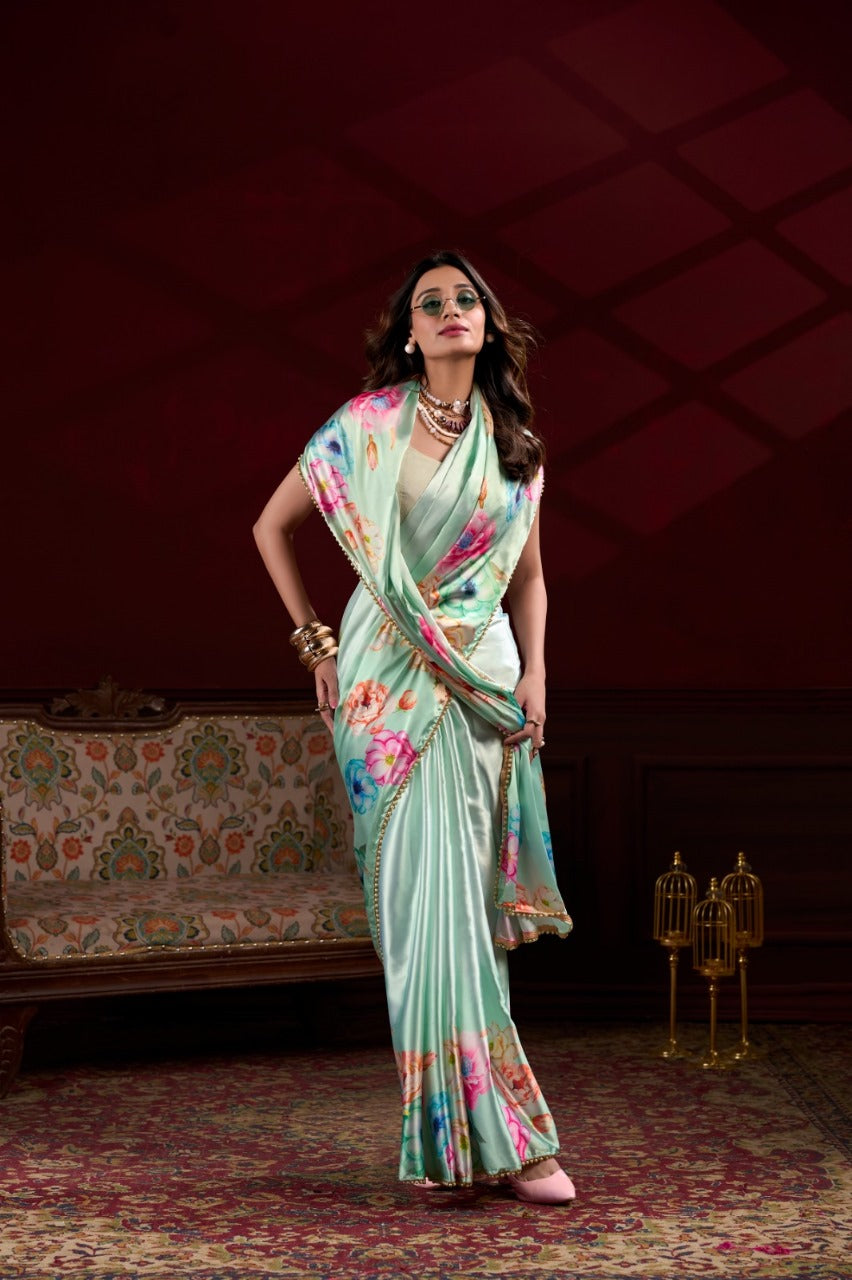 Party Wear Satin Saree