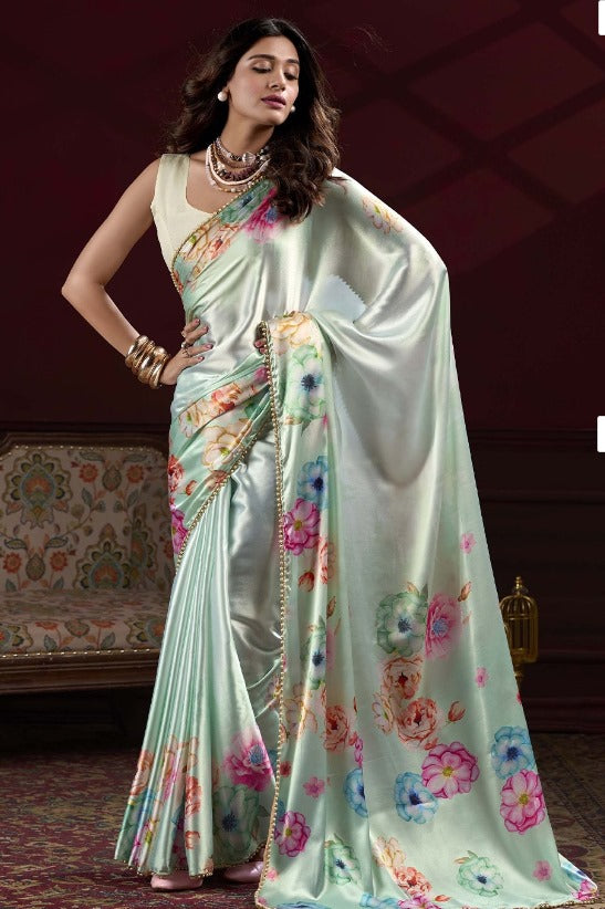 Party Wear Satin Saree