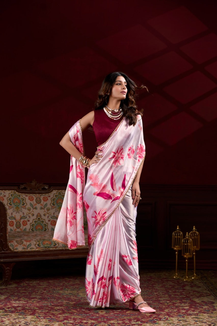 Party Wear Satin Saree