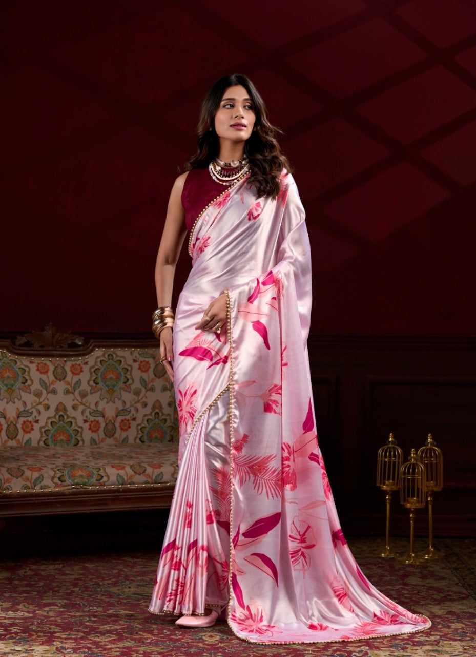 Party Wear Satin Saree