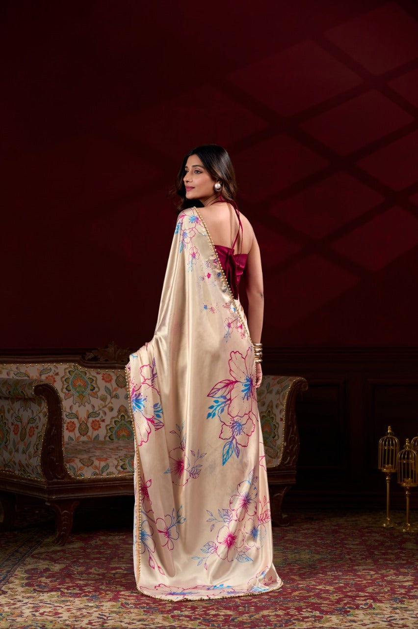 Party Wear Satin Saree