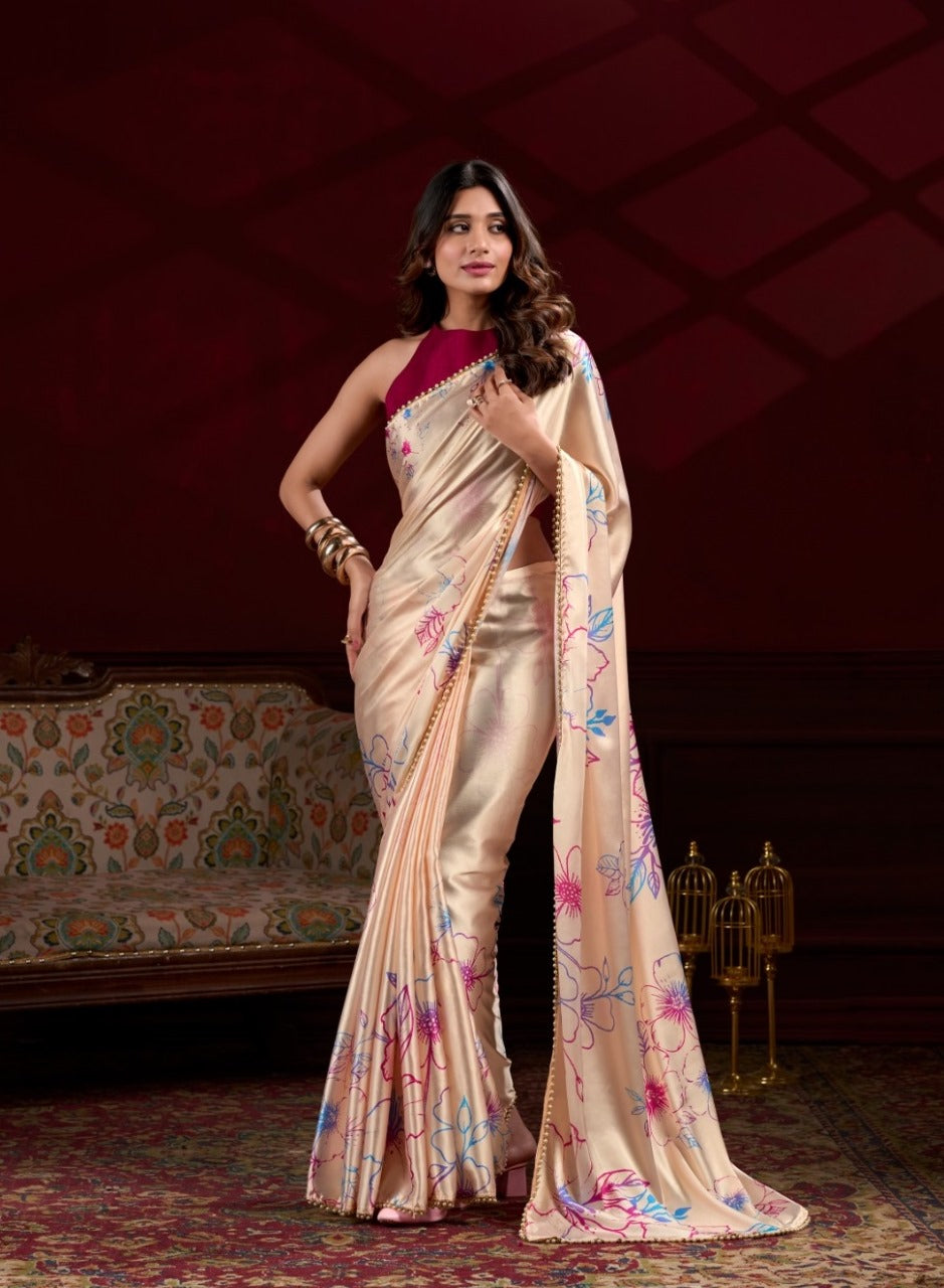 Party Wear Satin Saree
