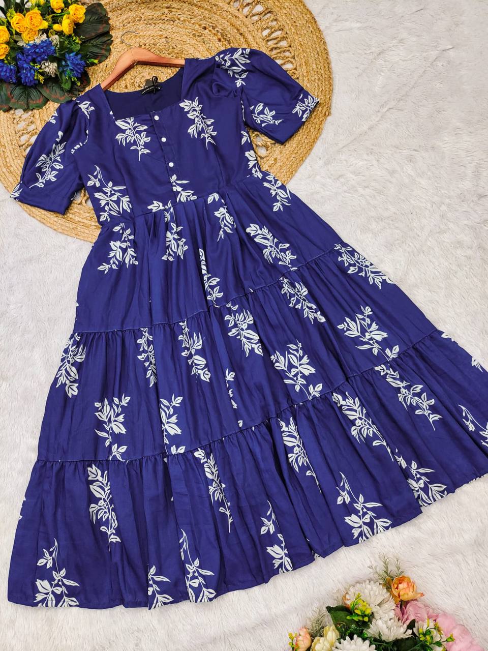 Women Blue Viscose Rayon Kurtas