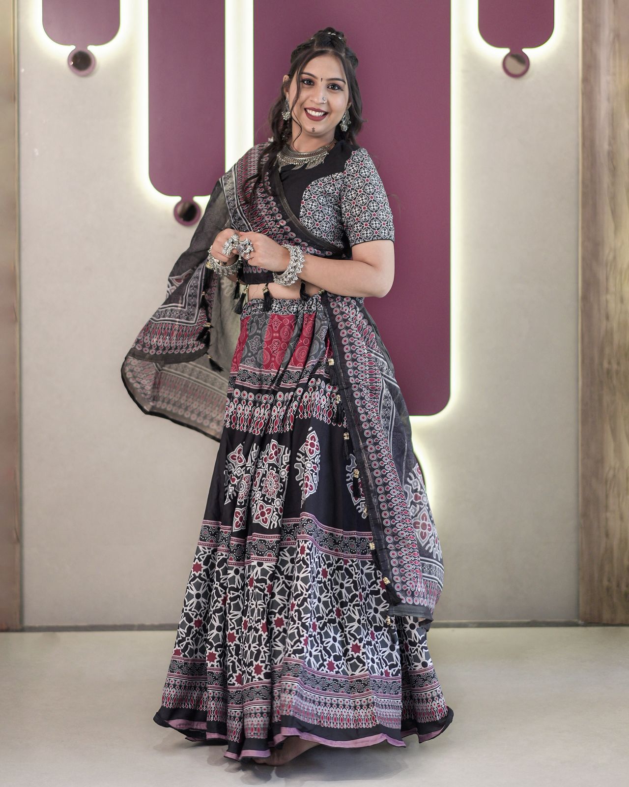 Timeless Black Ajarakh Navratri Chaniya Choli