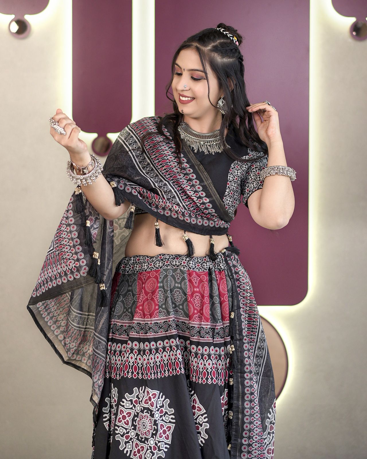 Timeless Black Ajarakh Navratri Chaniya Choli