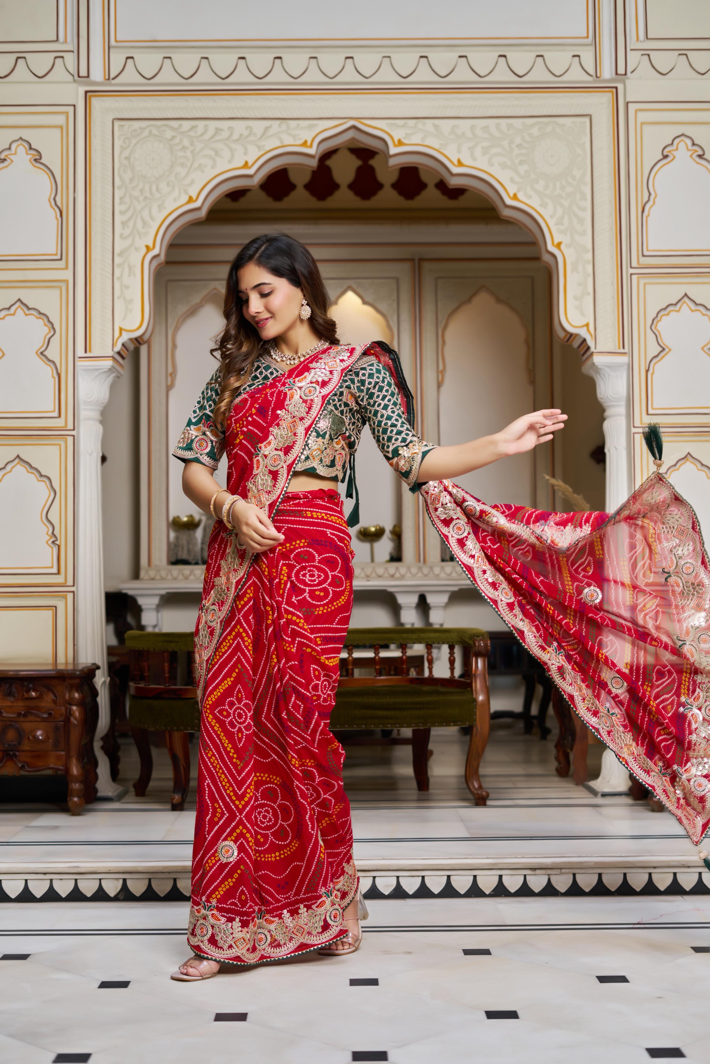 New Bandhni Designer Sari For Festival