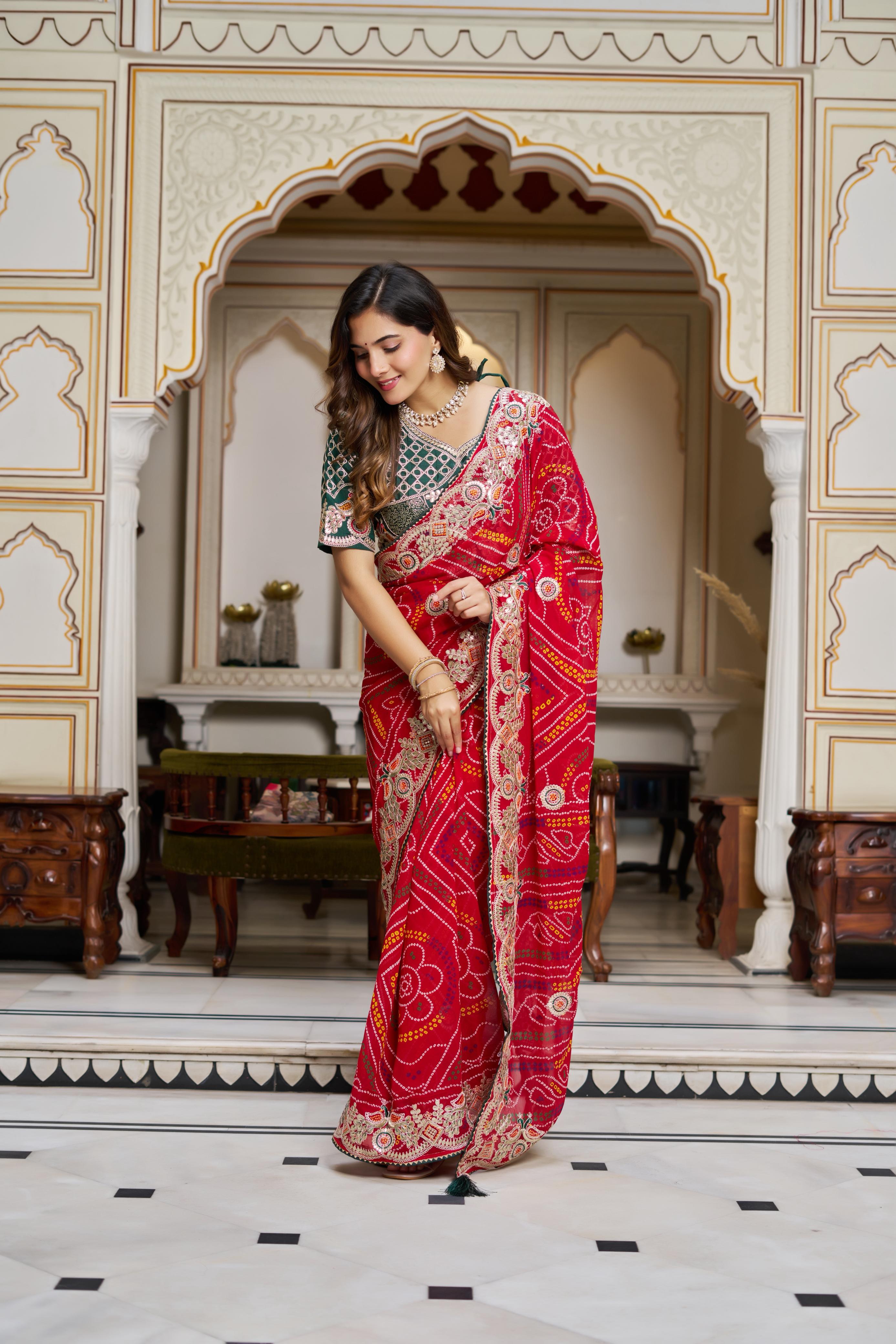 New Bandhni Designer Sari For Festival