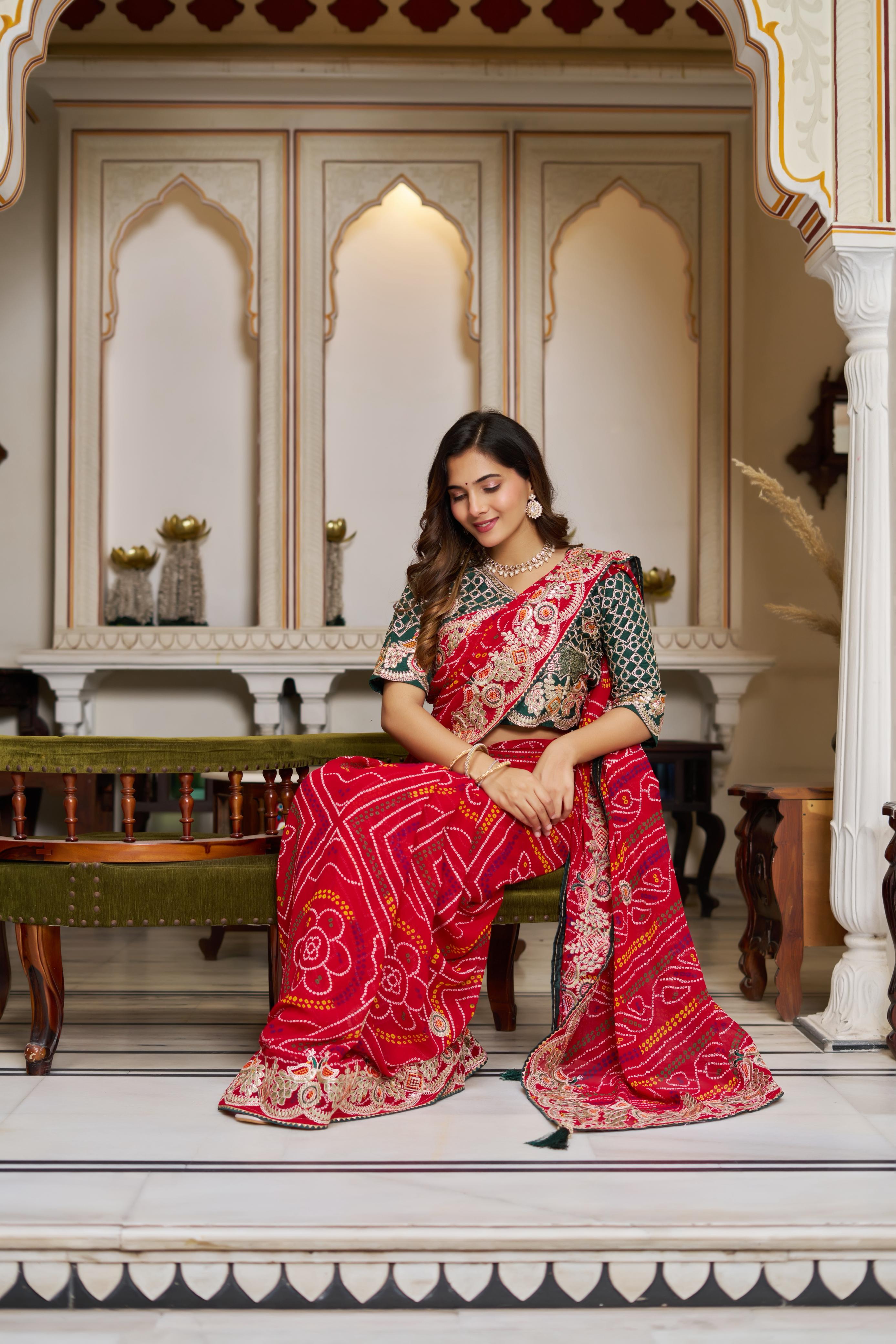 New Bandhni Designer Sari For Festival