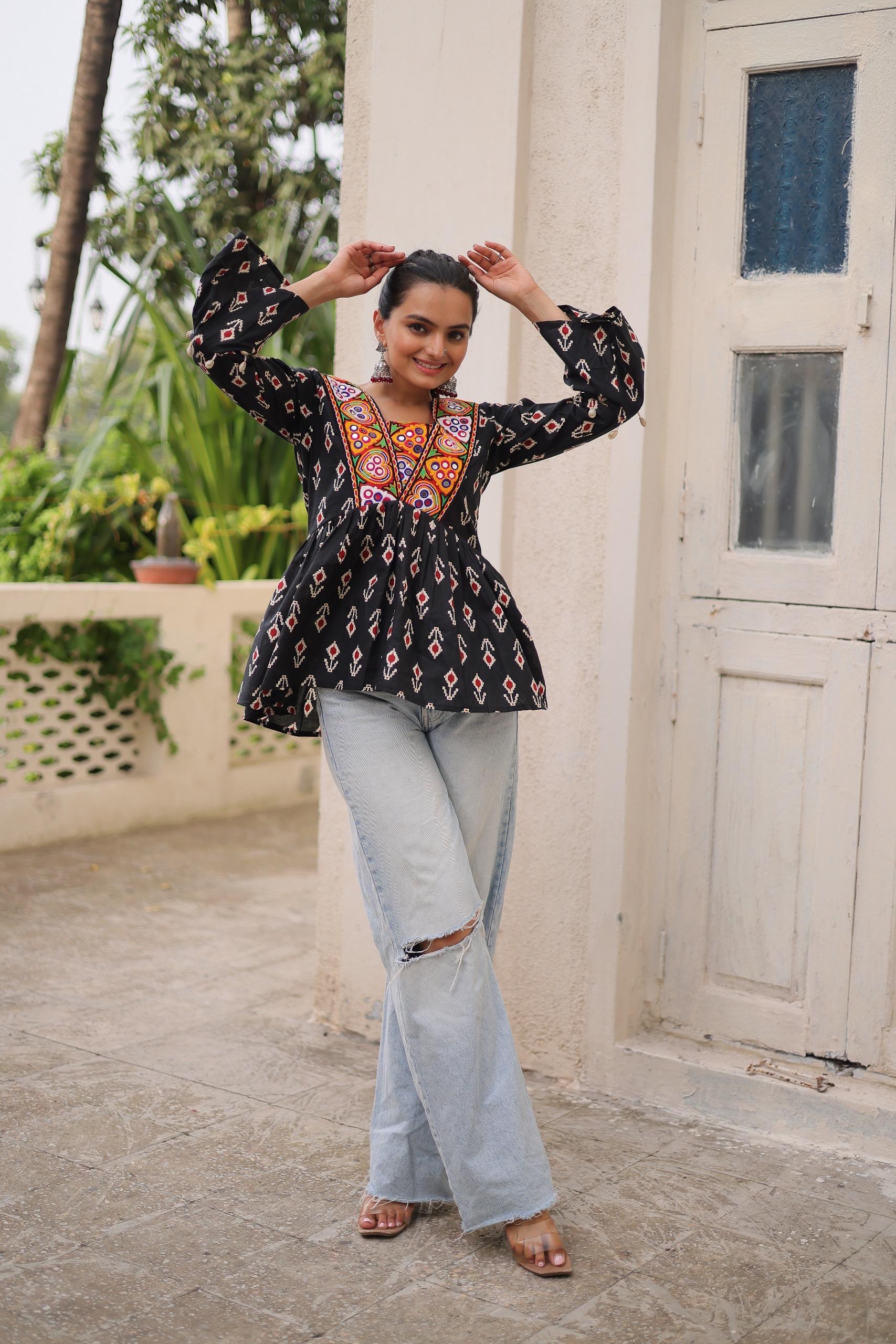 Woven Work Cotton Kurti