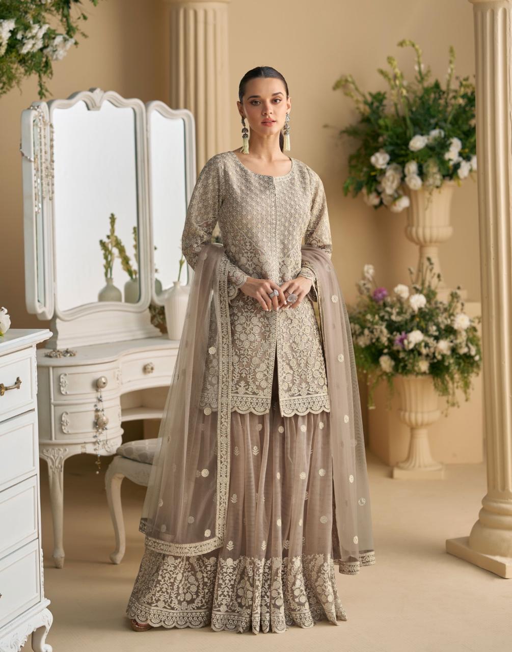 Hand Embroidered Net Suit