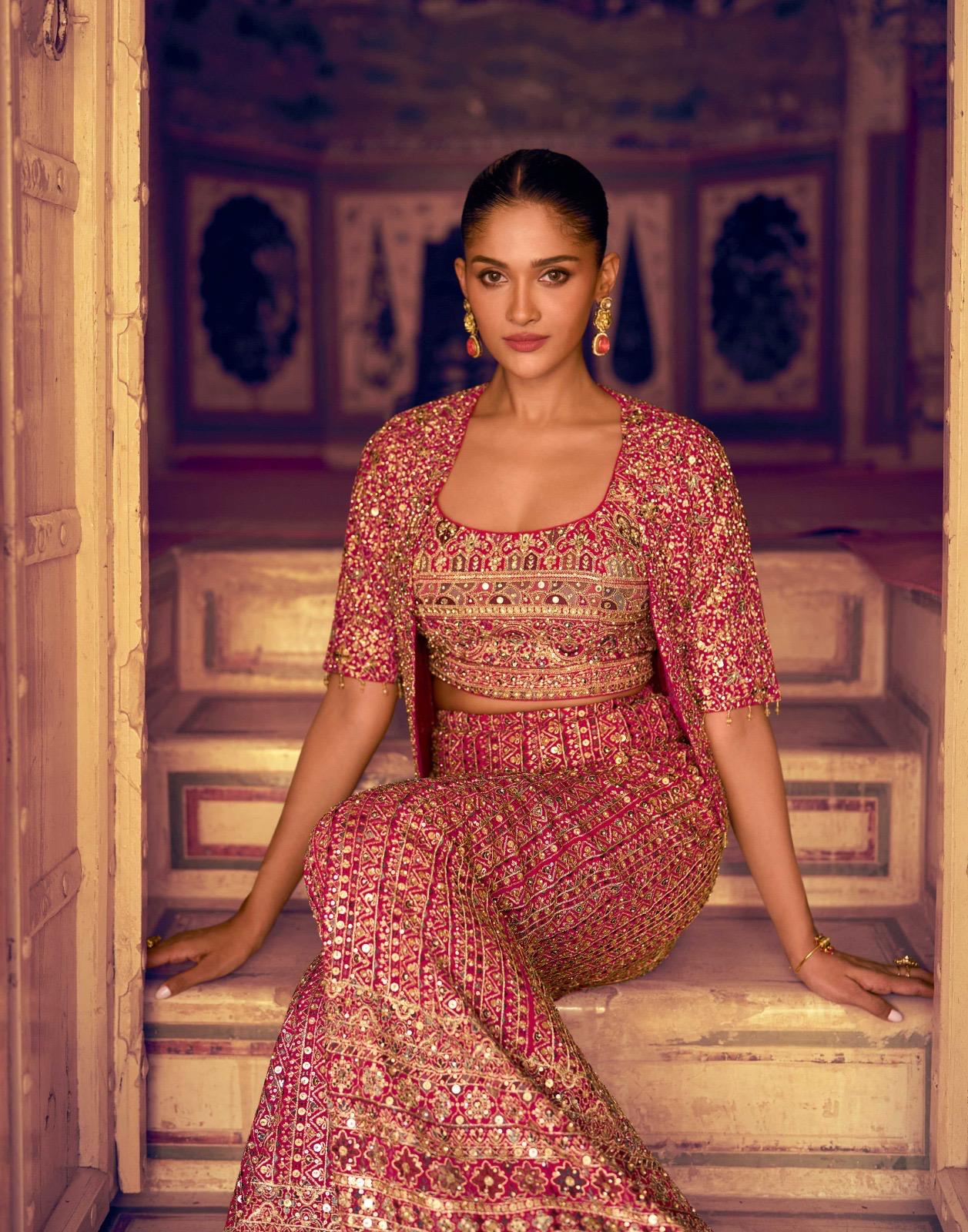 Georgette Embroidered and Swarovski Work Salwar Suit