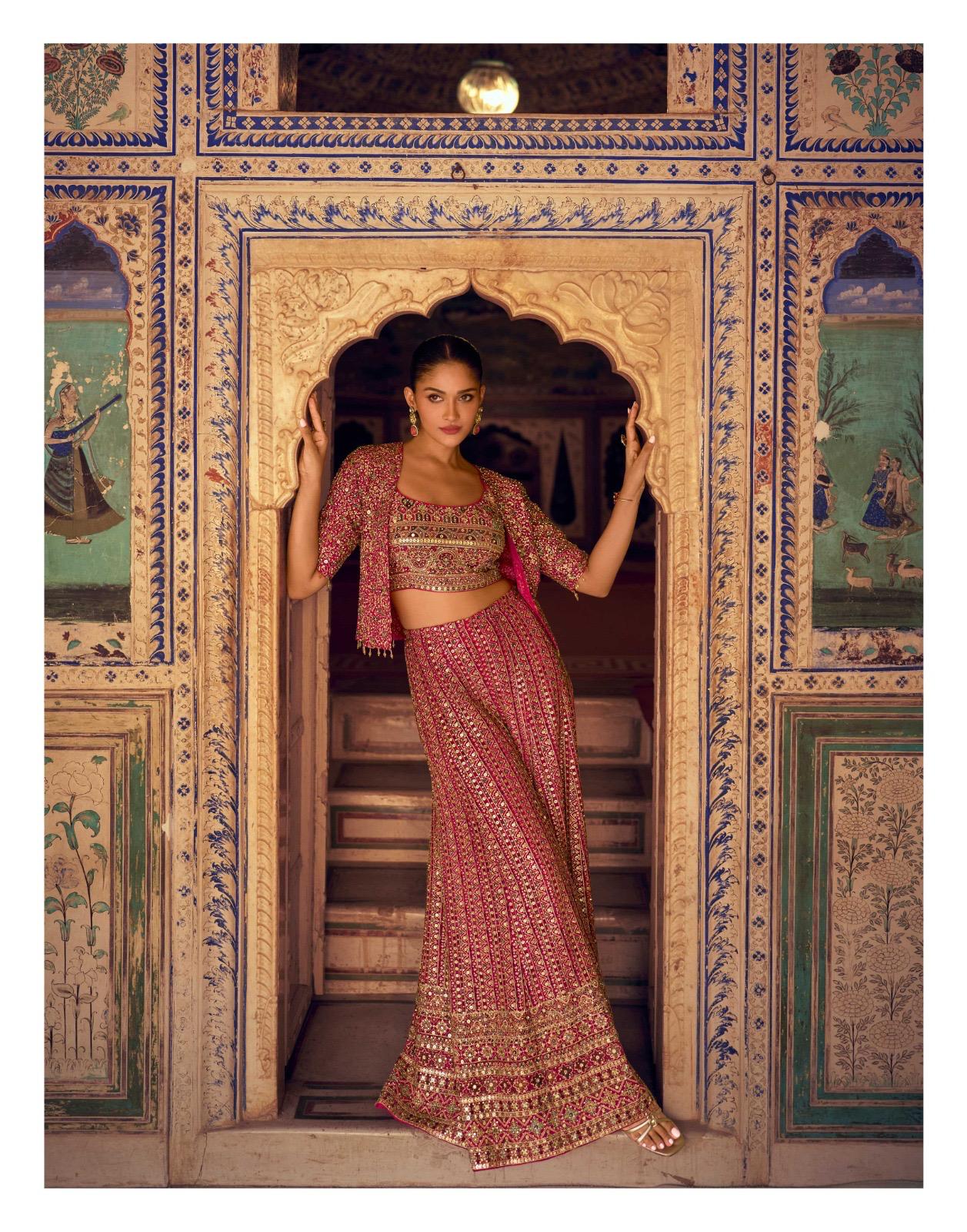 Georgette Embroidered and Swarovski Work Salwar Suit