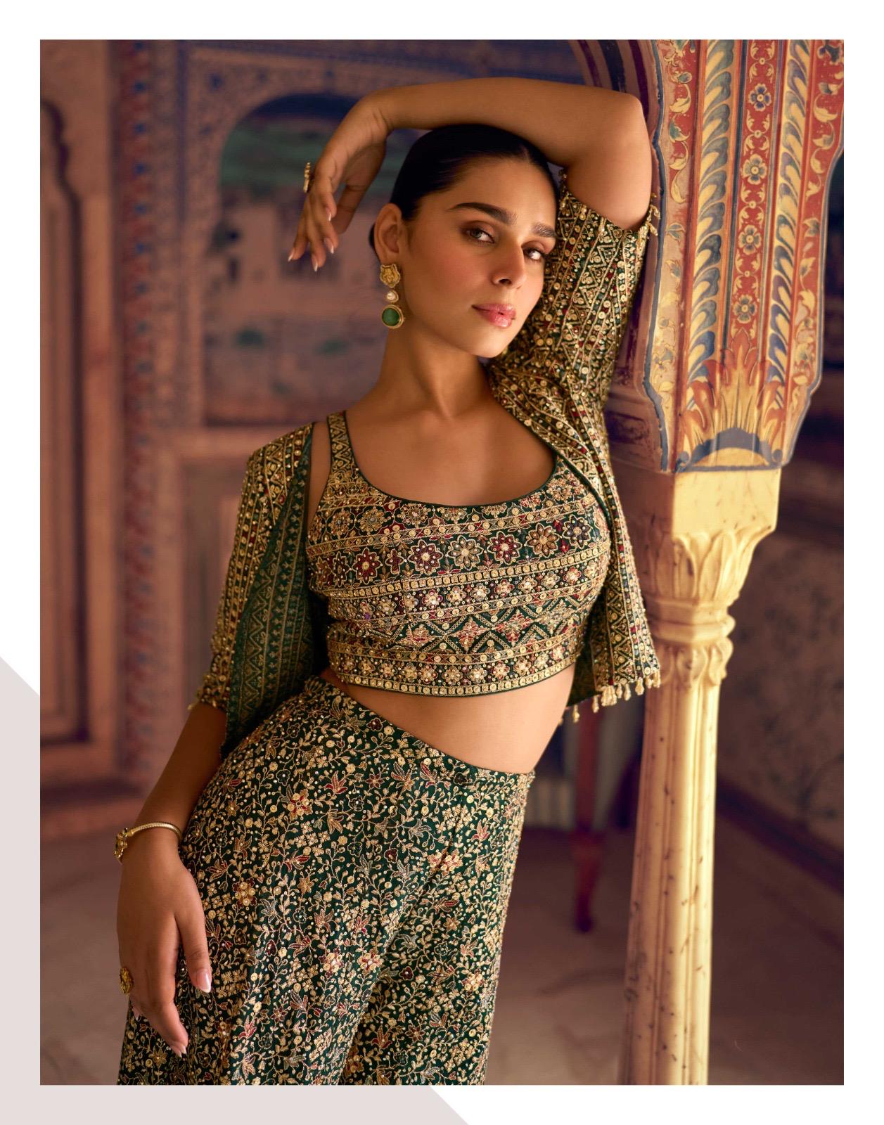 Georgette Embroidered and Swarovski Work Salwar Suit