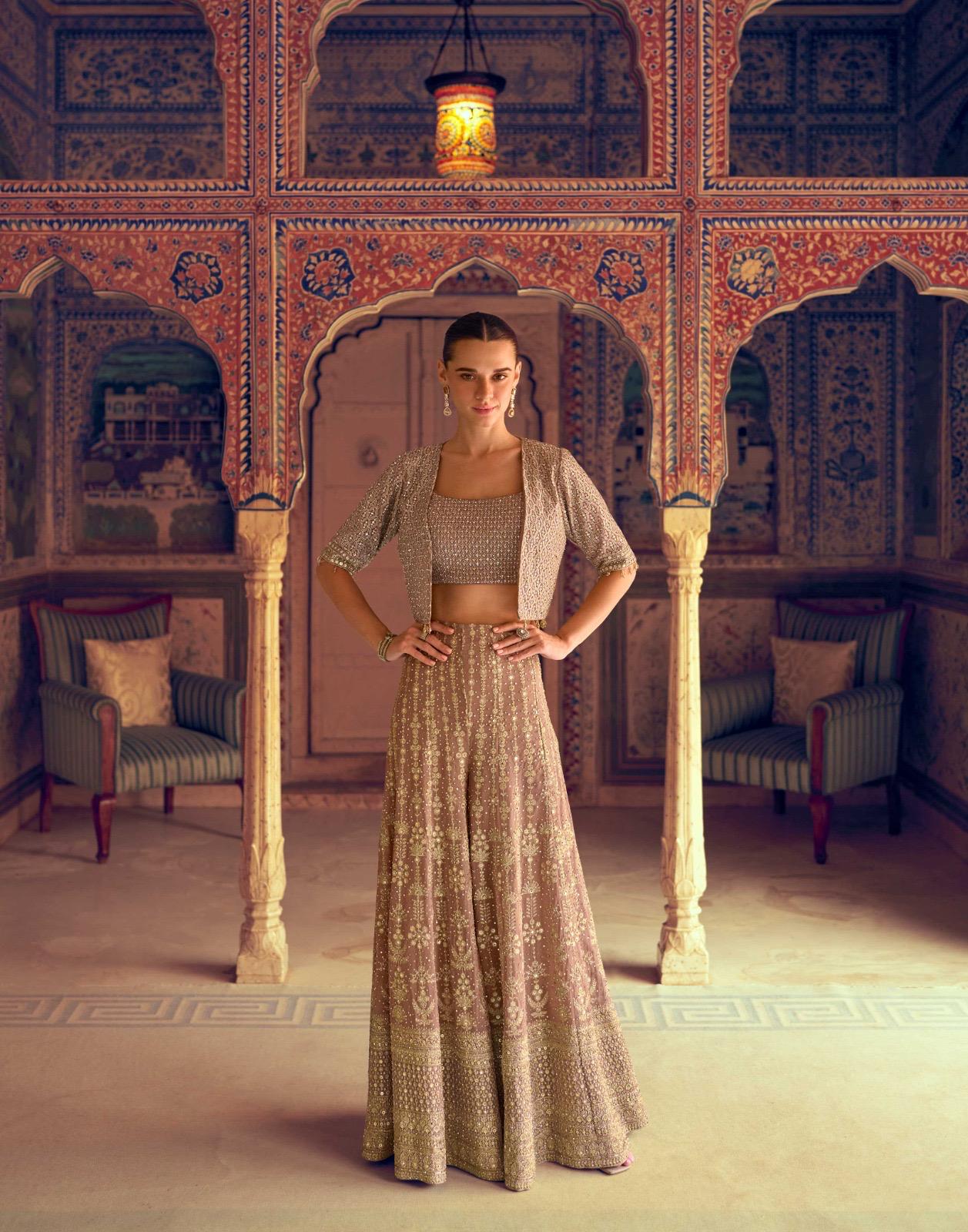 Georgette Embroidered and Swarovski Work Salwar Suit