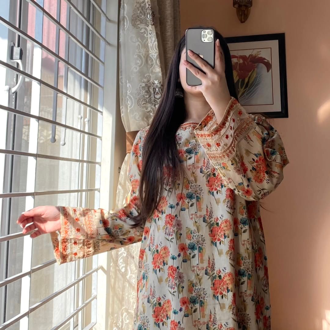 Stylish Embroidered Roman Silk Co-ords Set