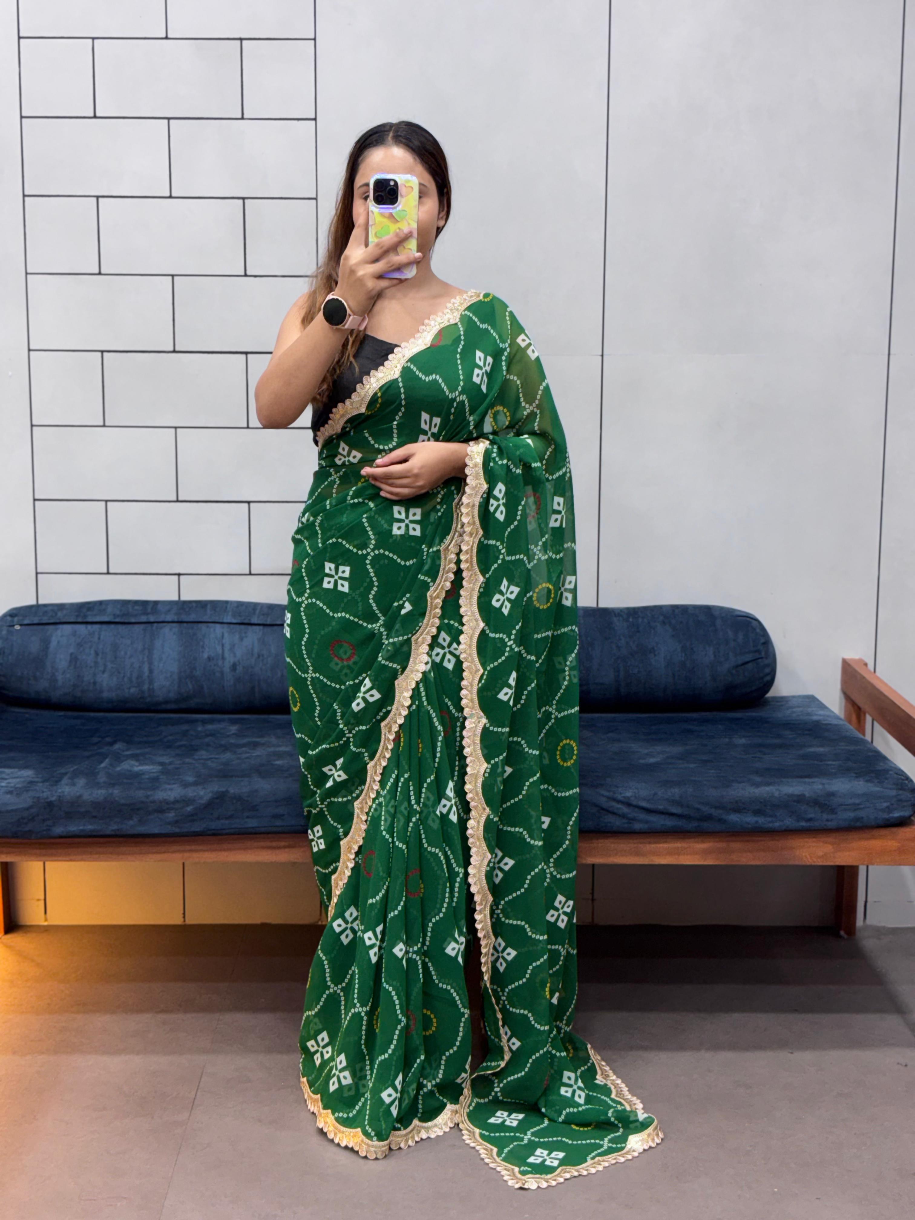 Women's Georgette Saree With Unstitched Blouse Piece
