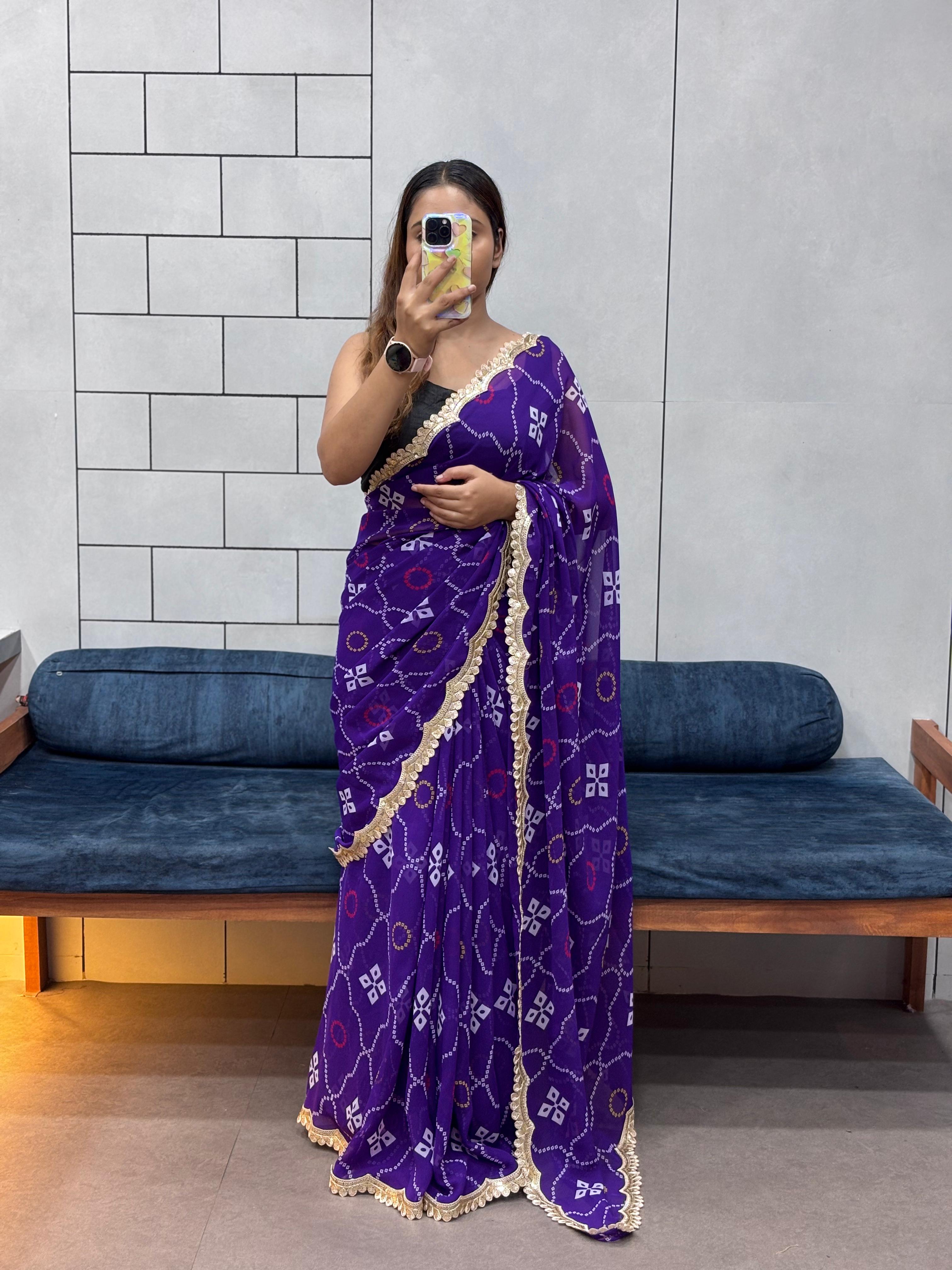 Women's Georgette Saree With Unstitched Blouse Piece