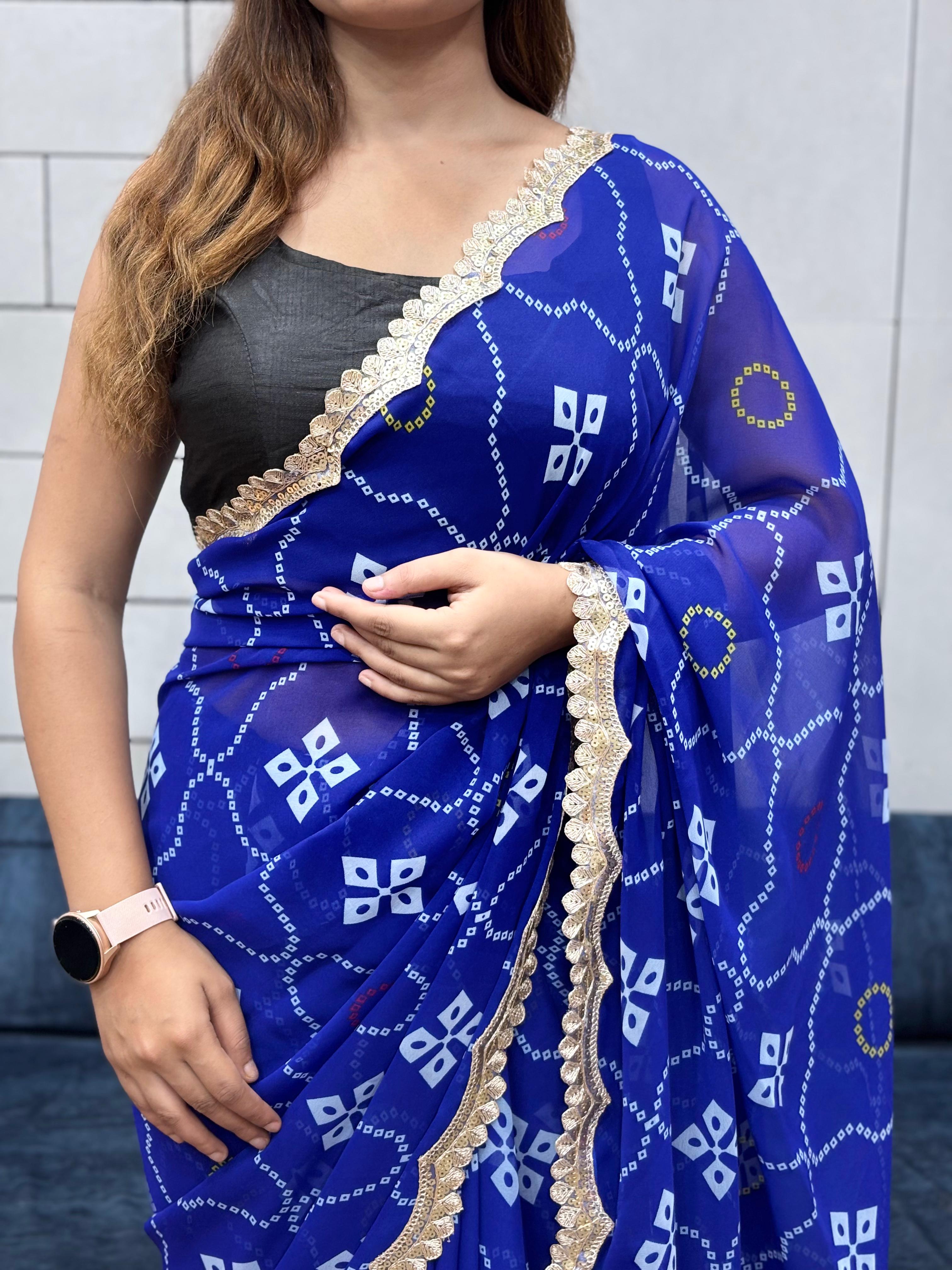 Women's Georgette Saree With Unstitched Blouse Piece