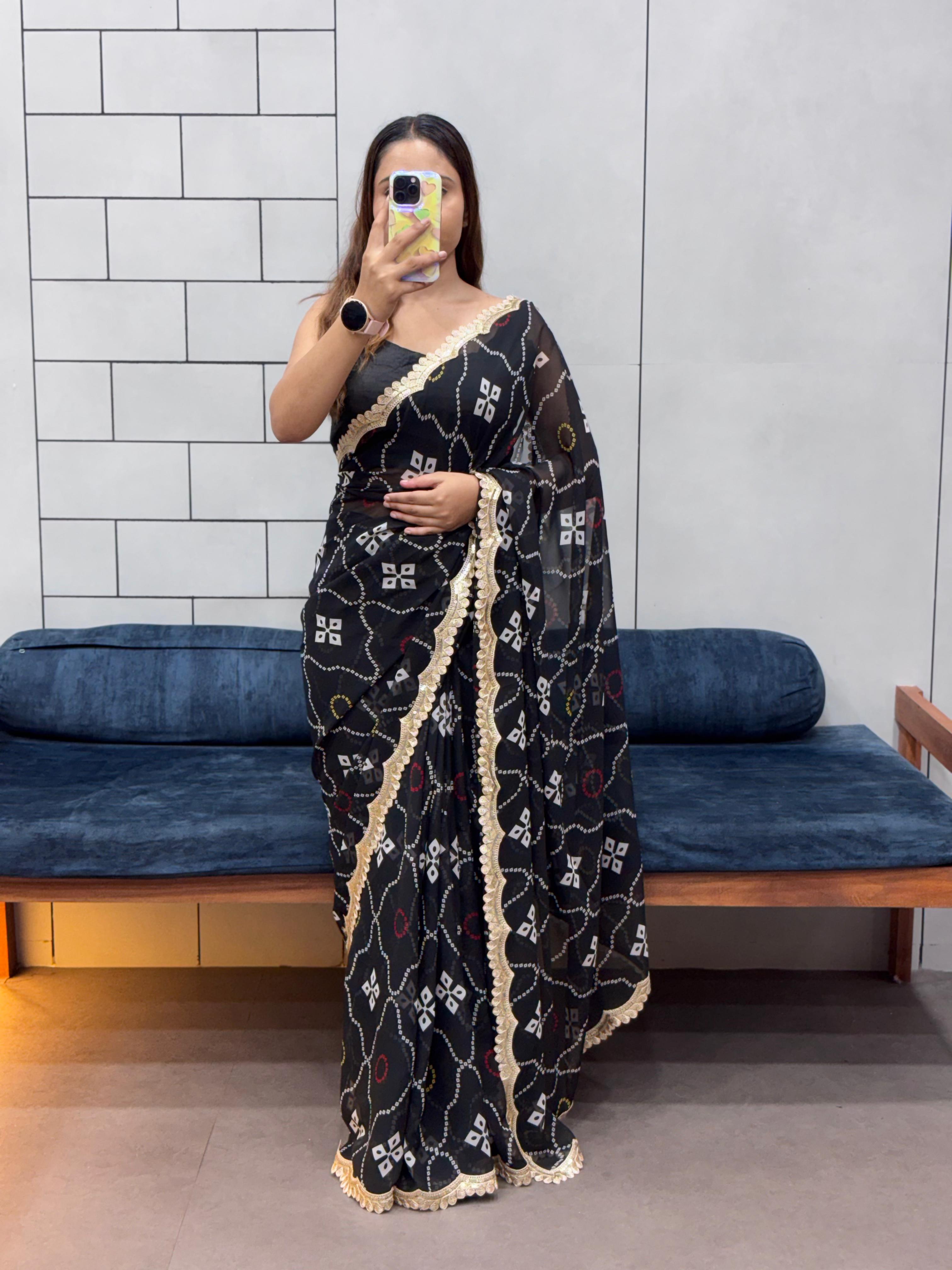 Women's Georgette Saree With Unstitched Blouse Piece