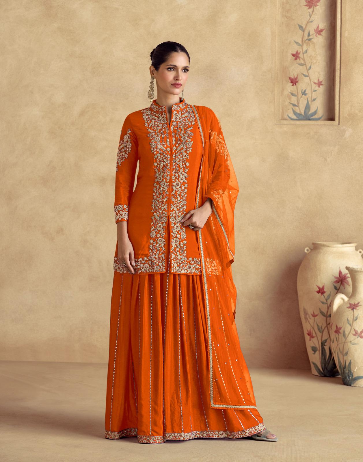 Chinon Silk Free Size Embroidered Suit Set