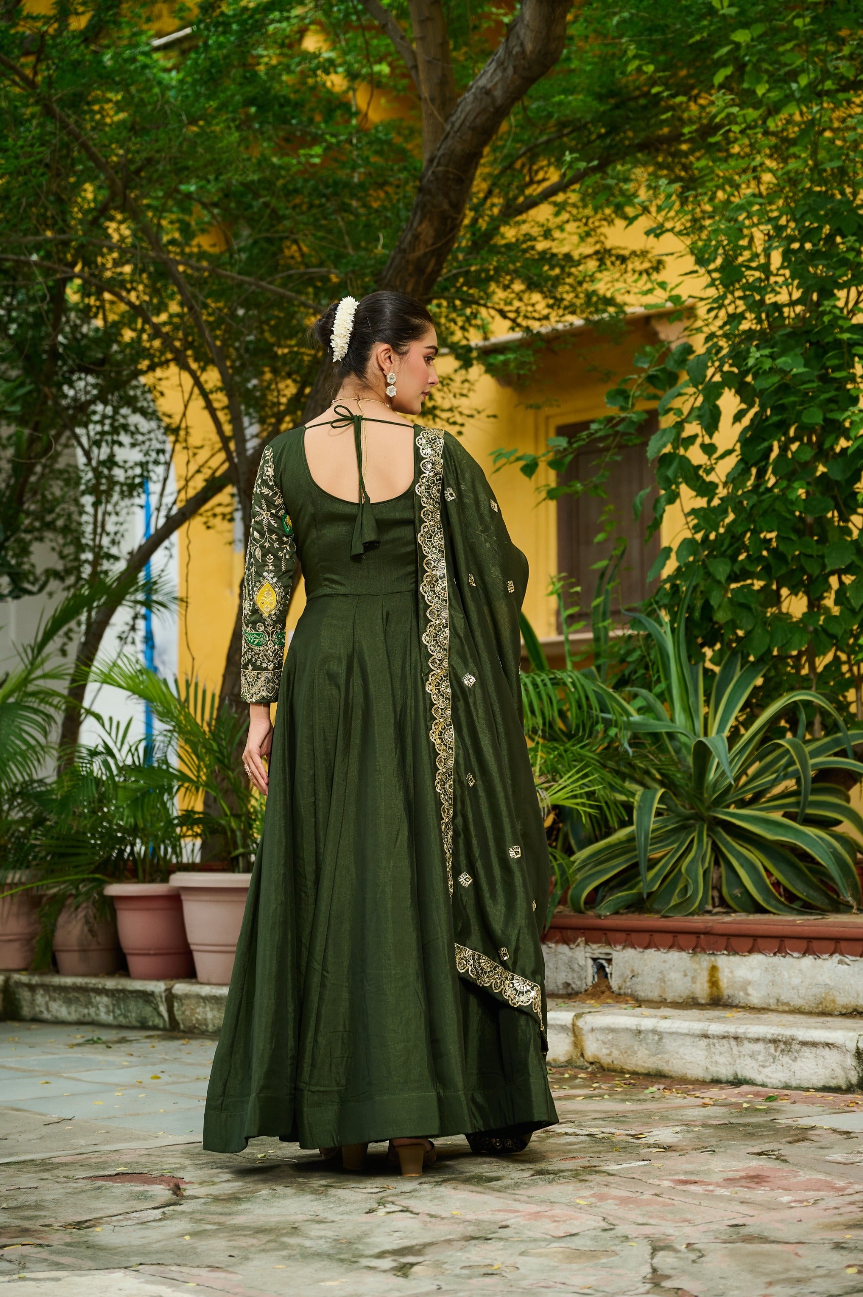Vichitra Embroidered Gown with Dupatta
