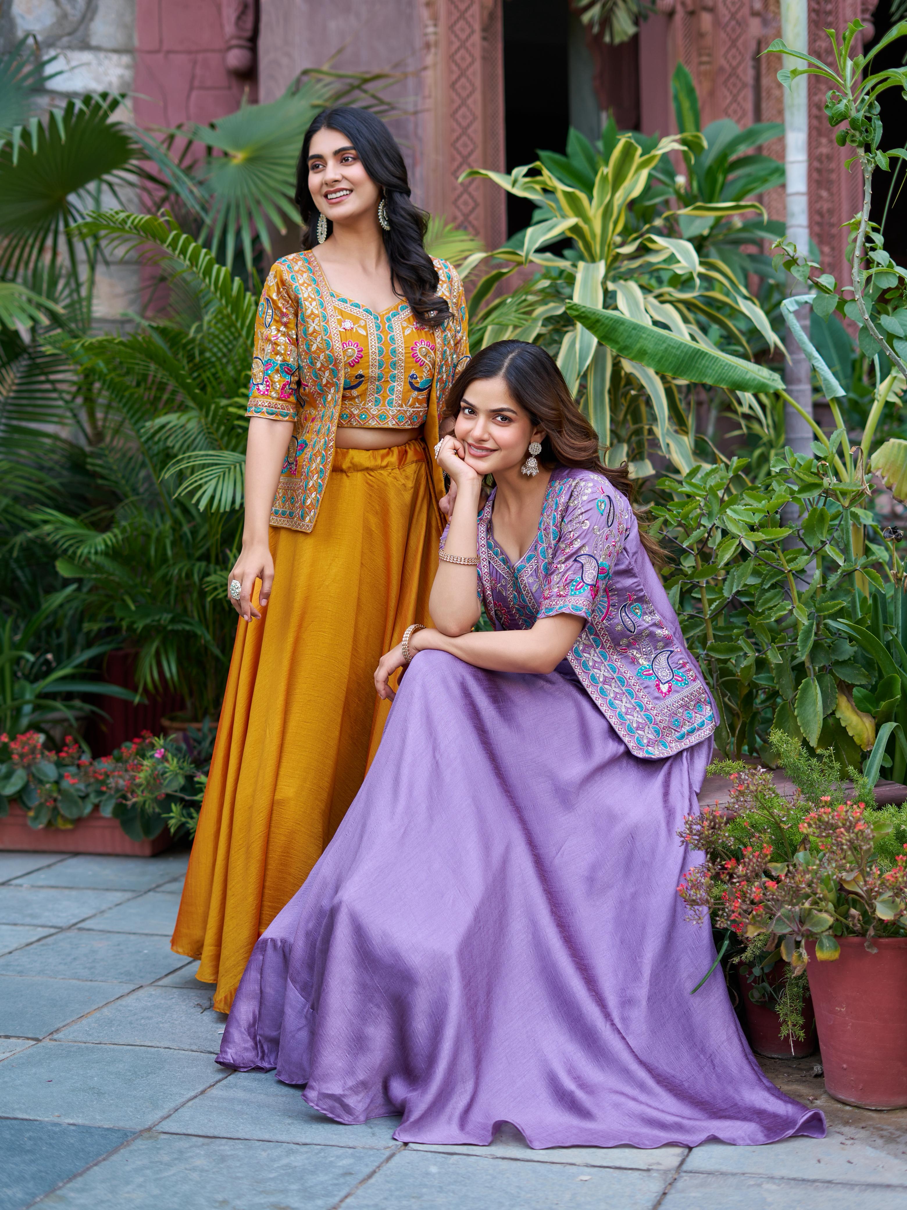 Vichitra Embroidered Lehenga Choli with Koti