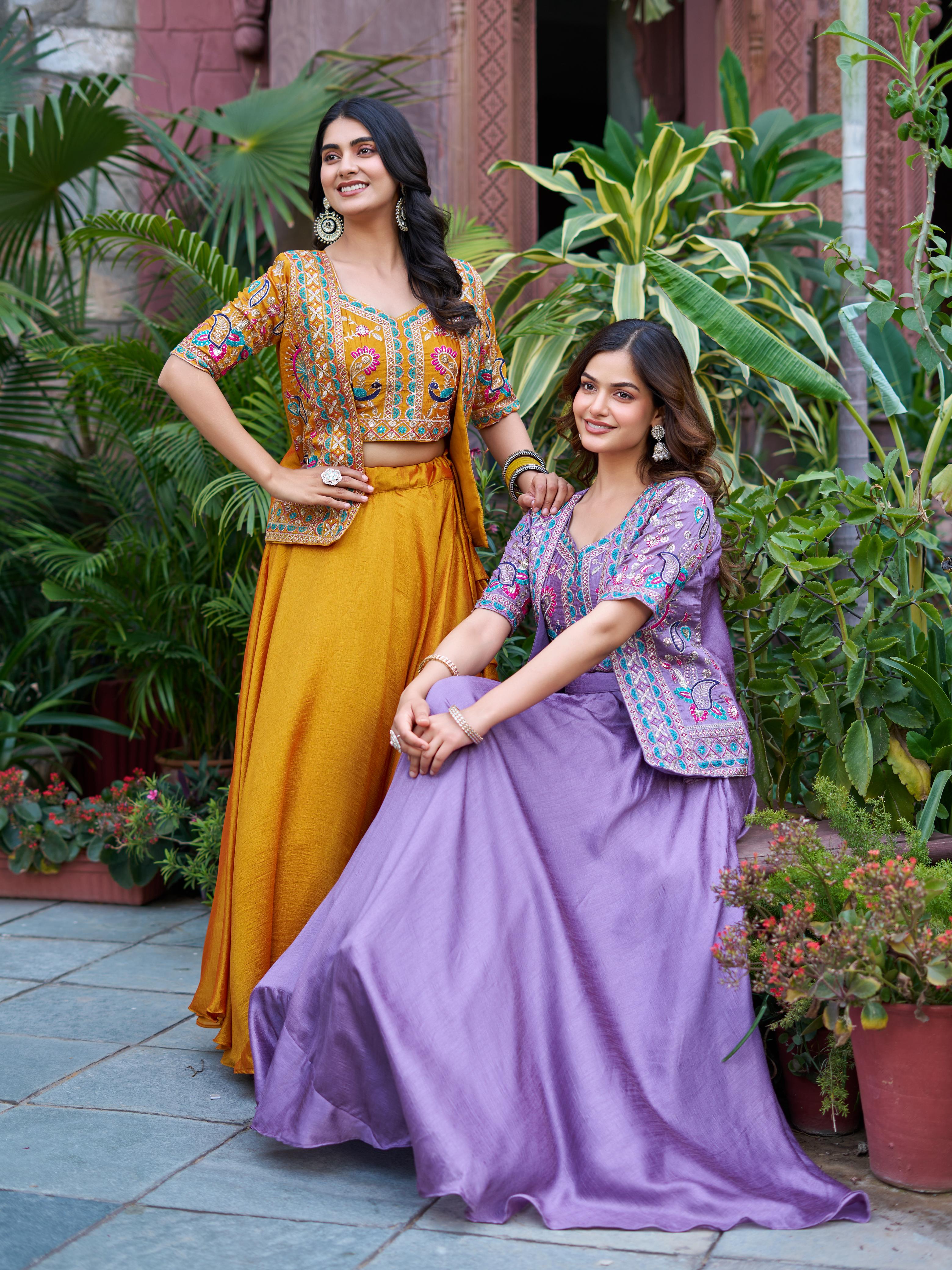 Vichitra Embroidered Lehenga Choli with Koti