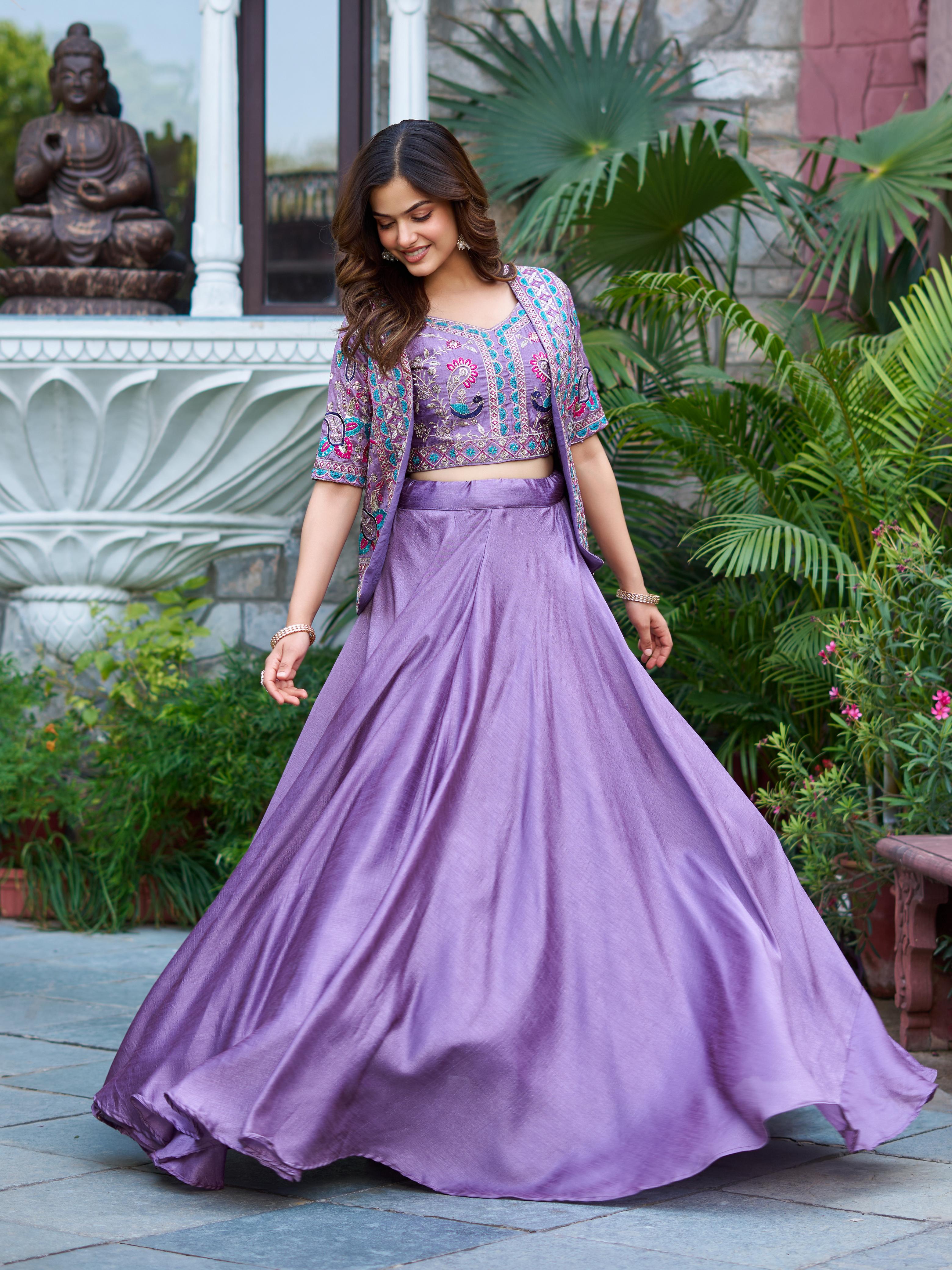 Vichitra Embroidered Lehenga Choli with Koti
