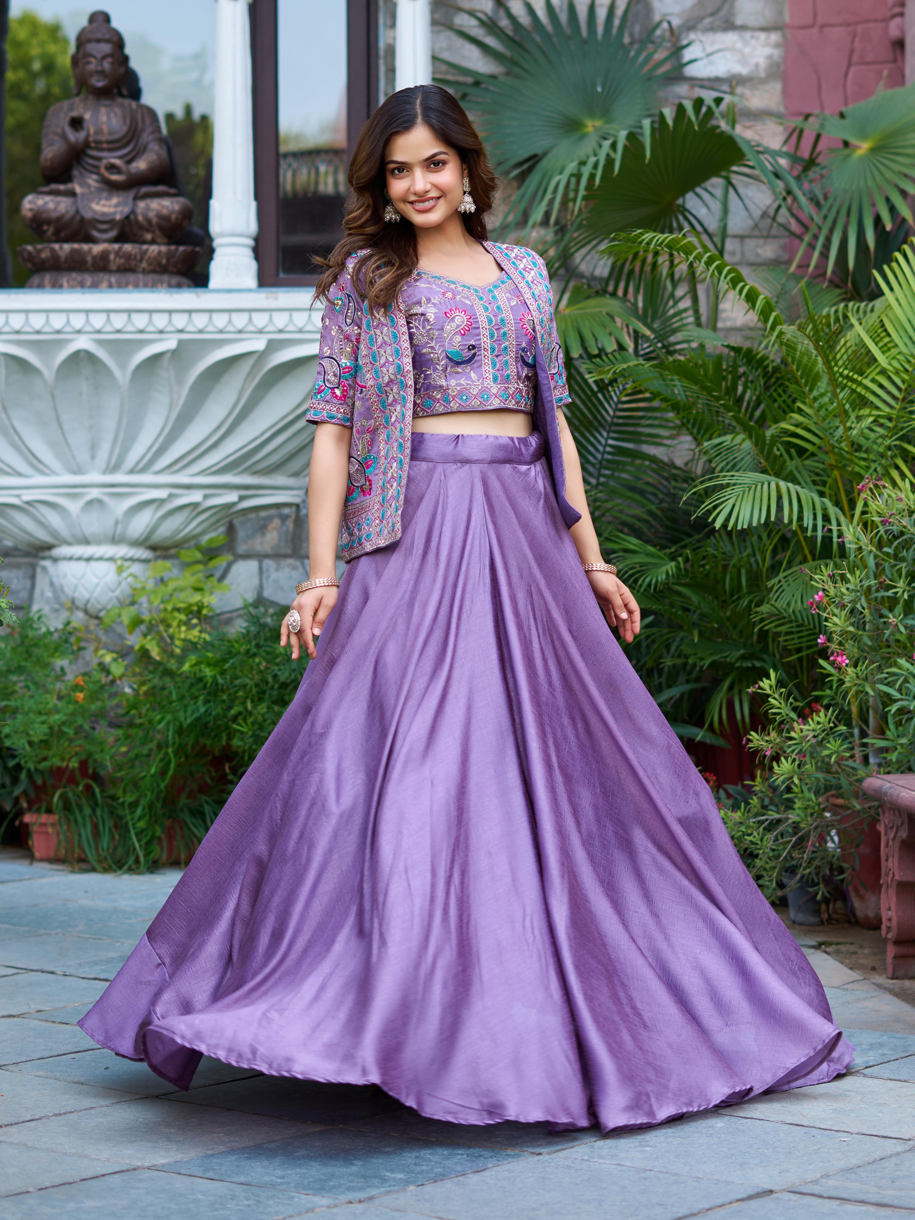 Vichitra Embroidered Lehenga Choli with Koti