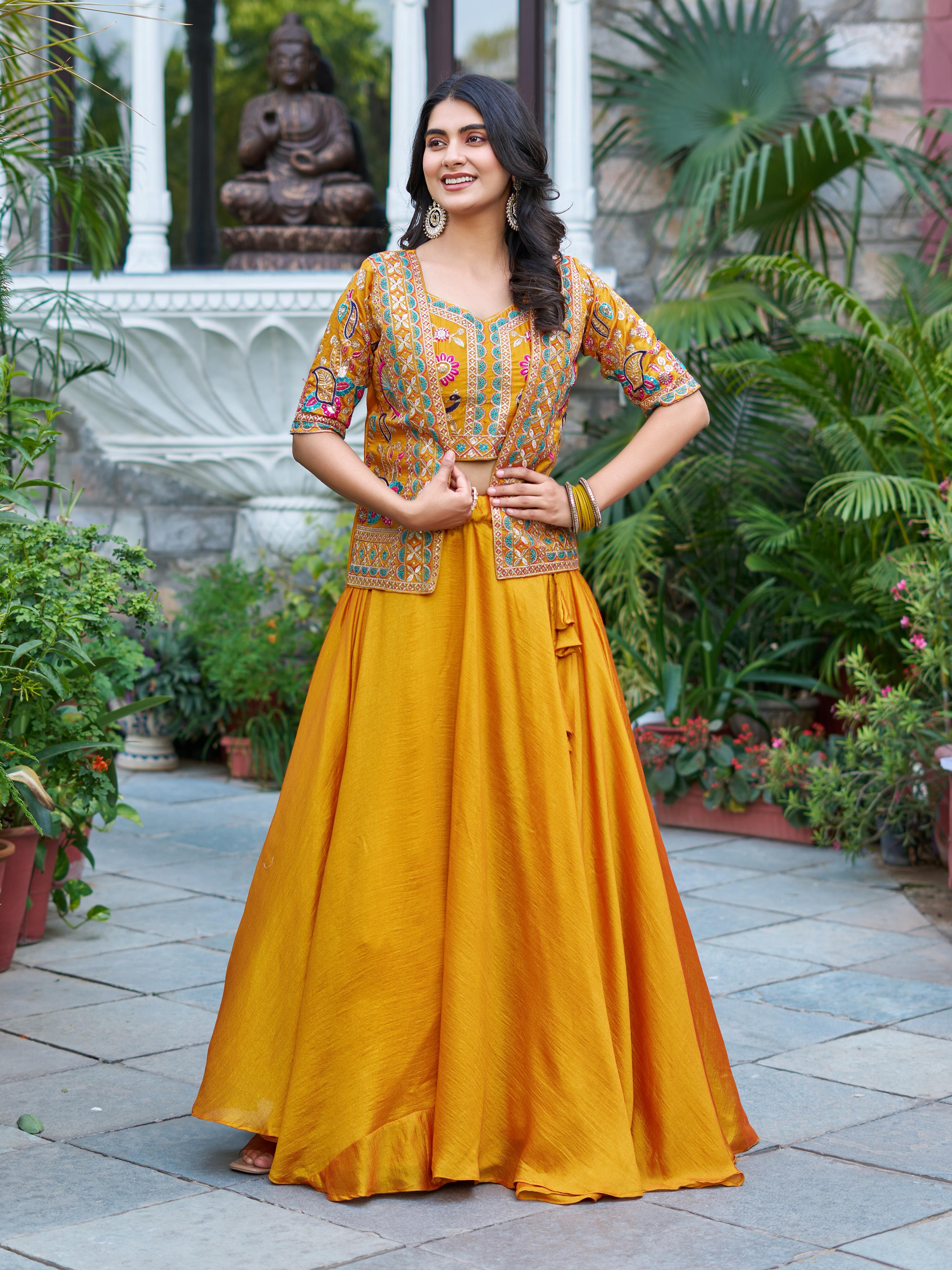 Vichitra Embroidered Lehenga Choli with Koti