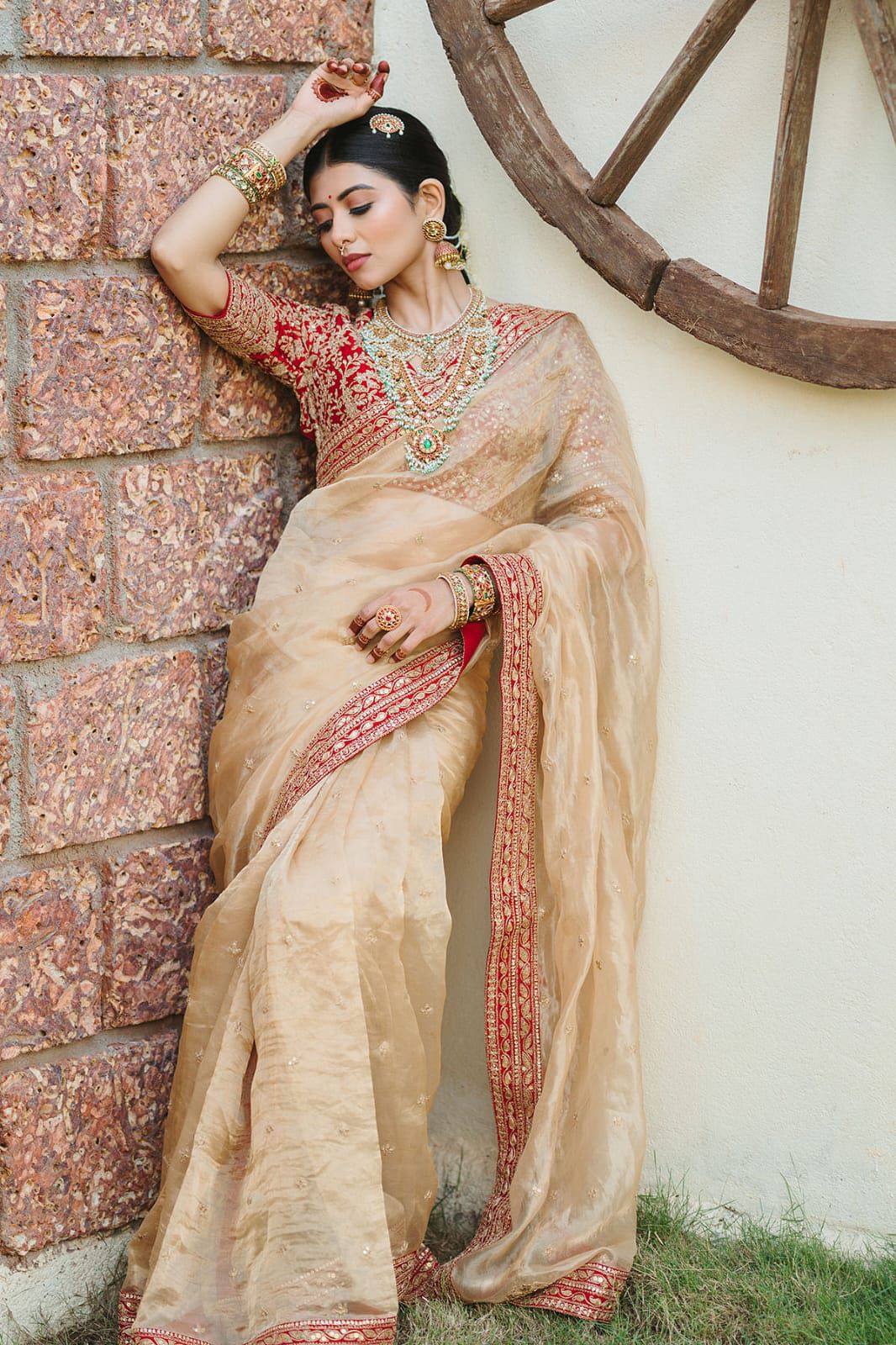 Designer Jimmy Choo Saree with Zari Work