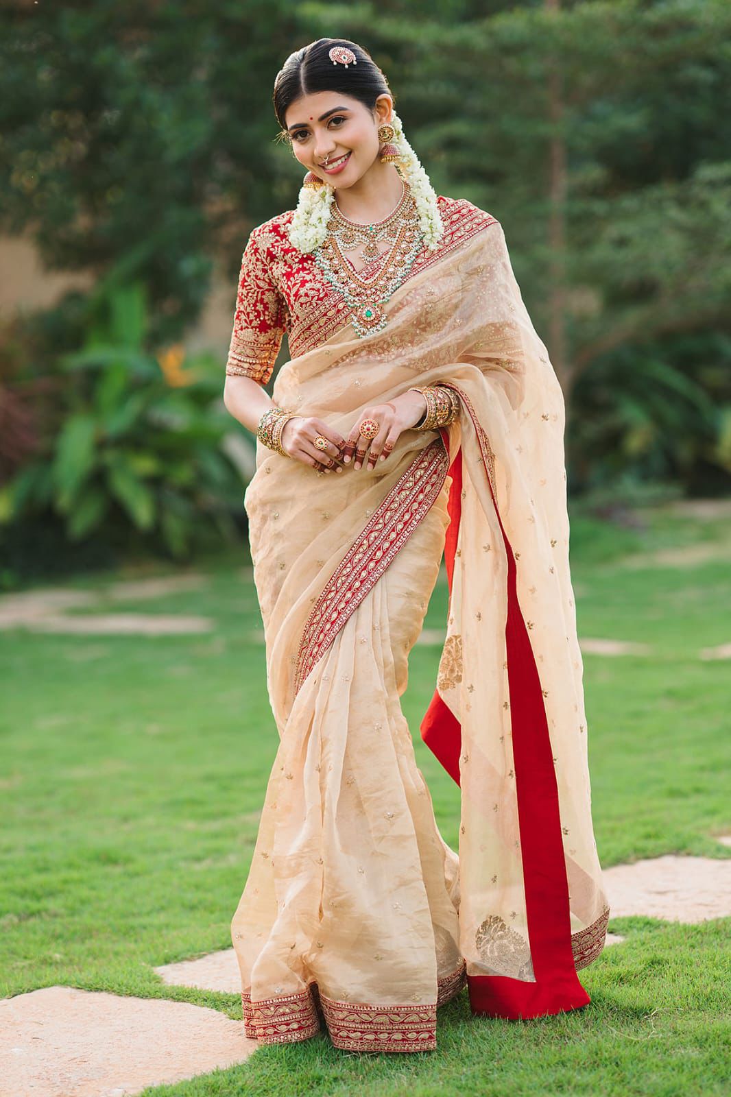 Designer Jimmy Choo Saree with Zari Work