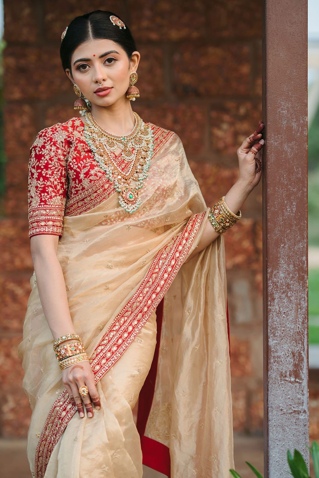 Designer Jimmy Choo Saree with Zari Work