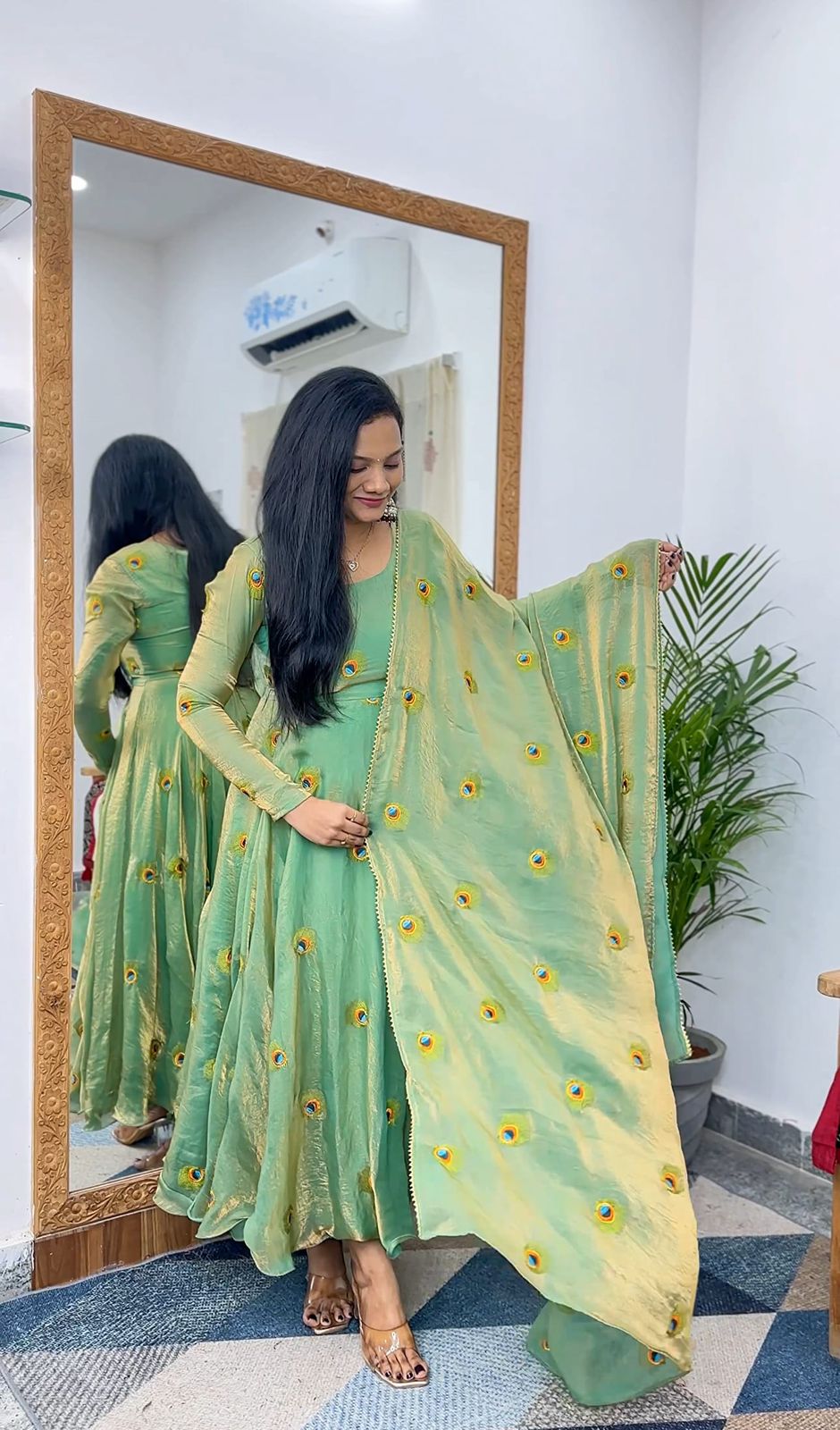 Stylish -Floral Printed Anarkali Dress Gown