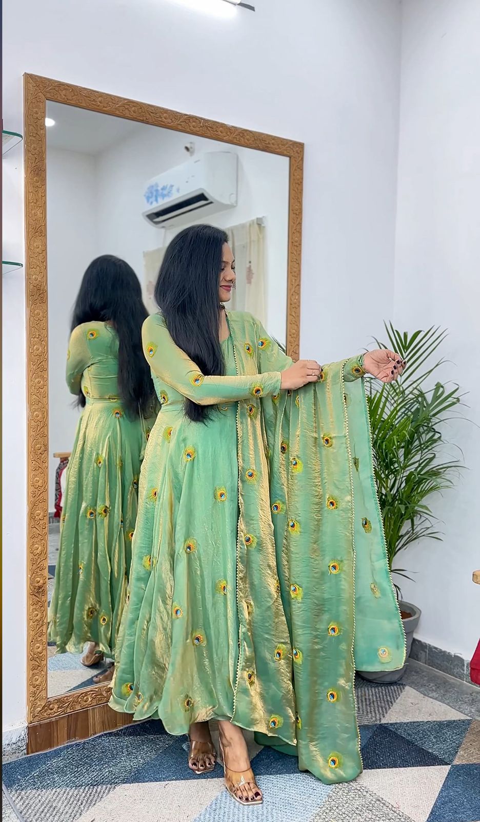 Stylish -Floral Printed Anarkali Dress Gown