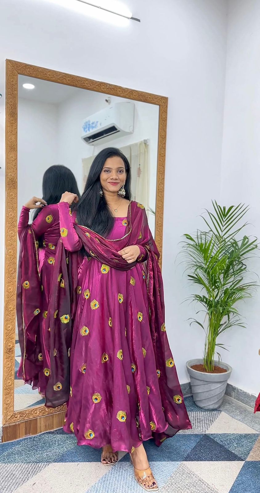 Stylish -Floral Printed Anarkali Dress Gown