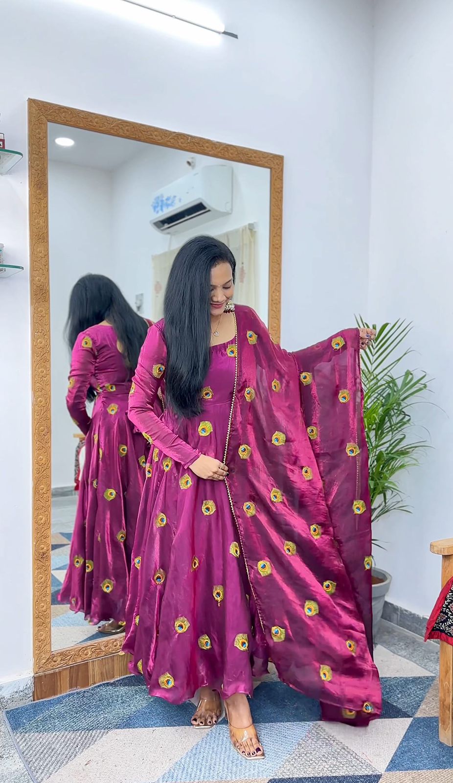 Stylish -Floral Printed Anarkali Dress Gown