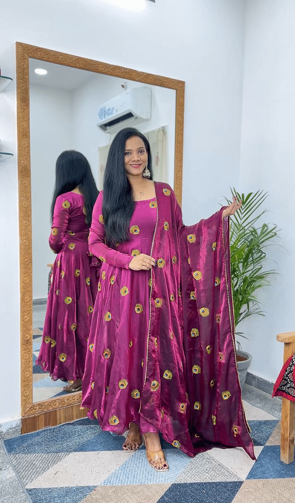 Stylish -Floral Printed Anarkali Dress Gown