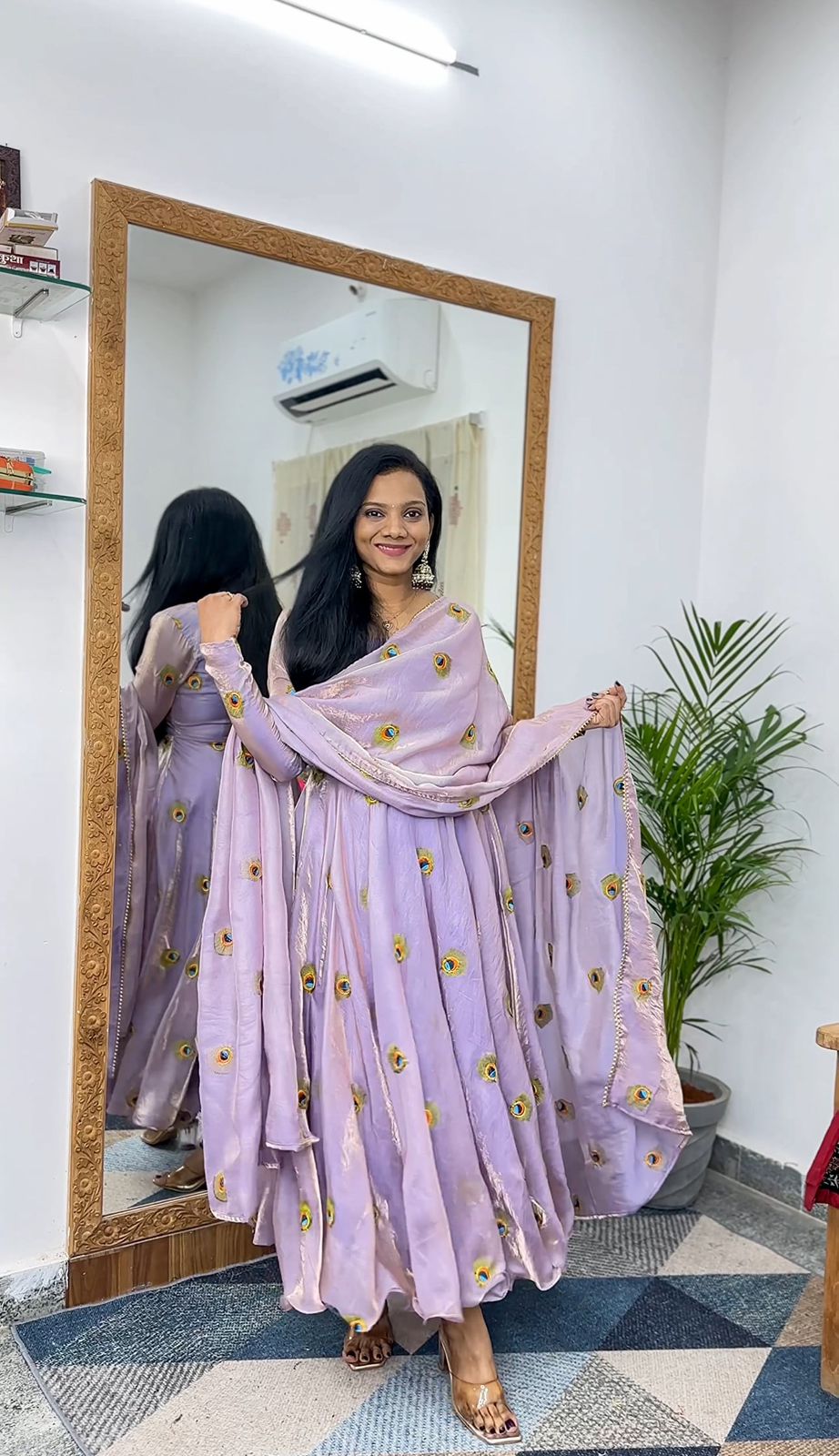 Stylish -Floral Printed Anarkali Dress Gown