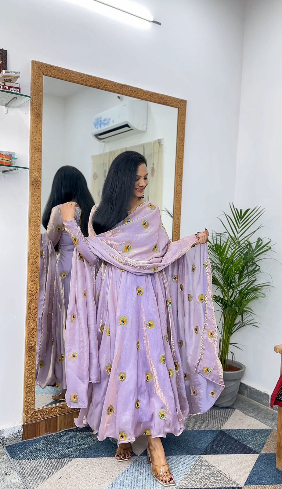 Stylish -Floral Printed Anarkali Dress Gown