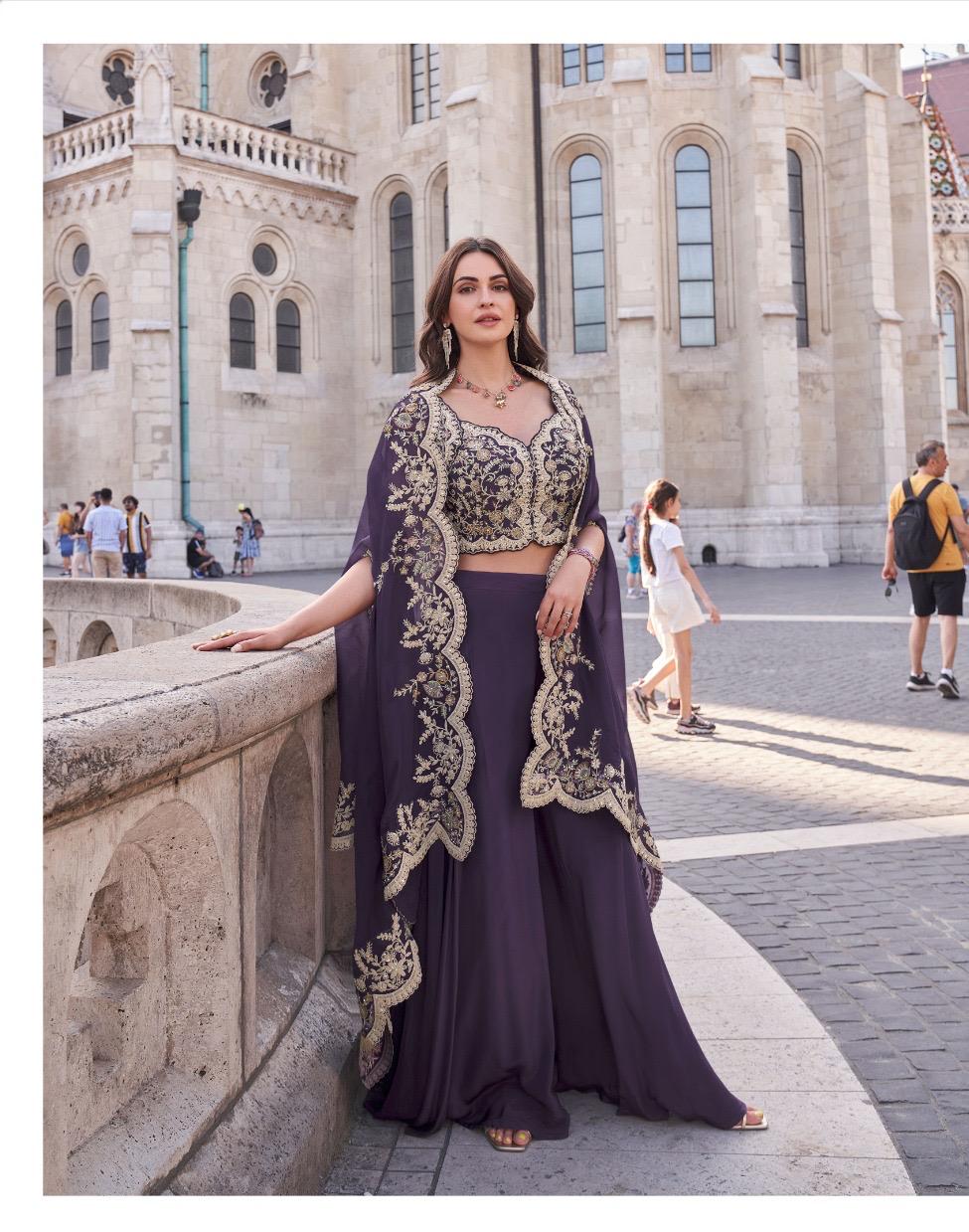 Silk Embroidered Indo Western Dress