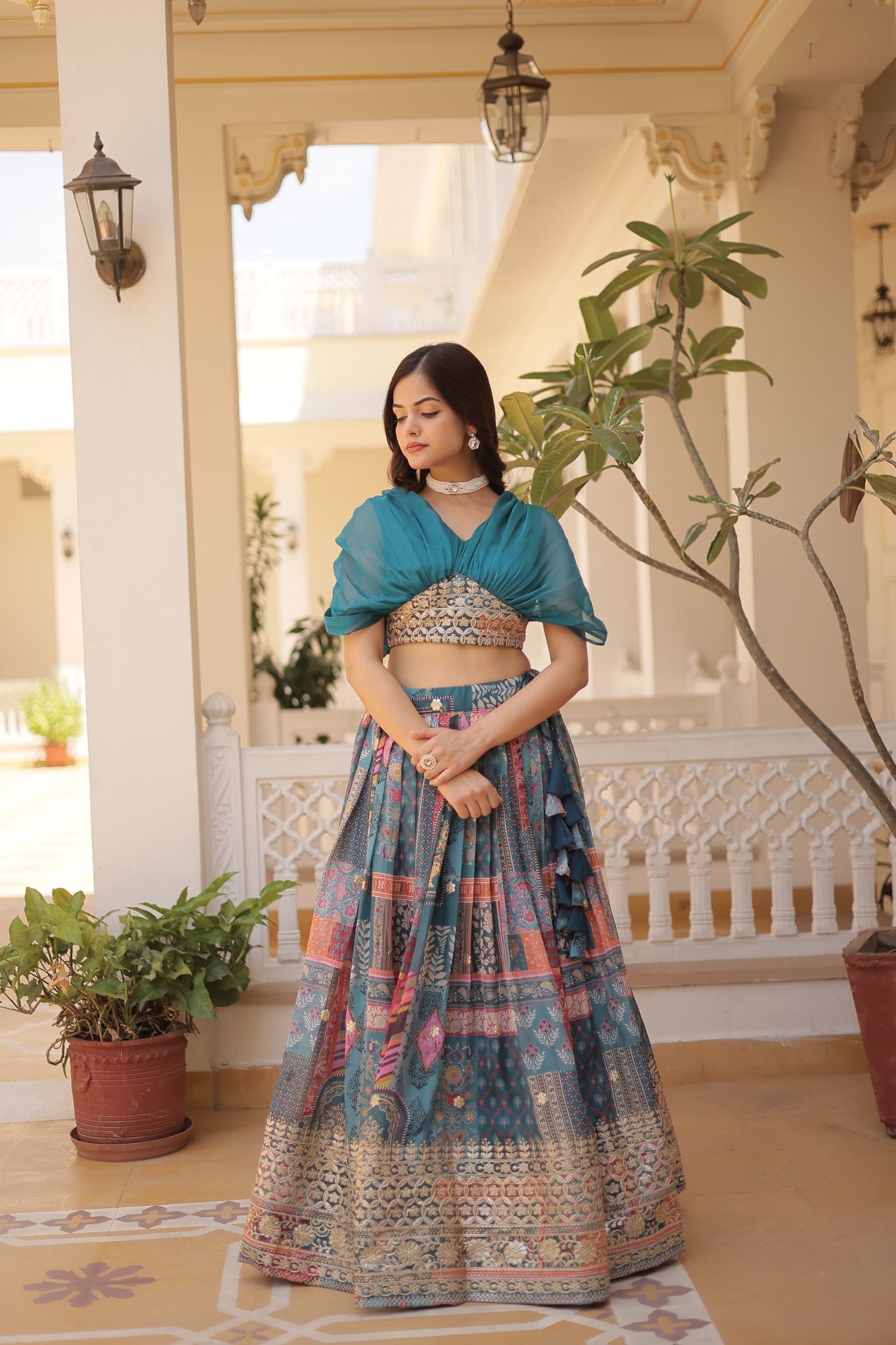 Russian Silk Wine Lehenga Choli Set