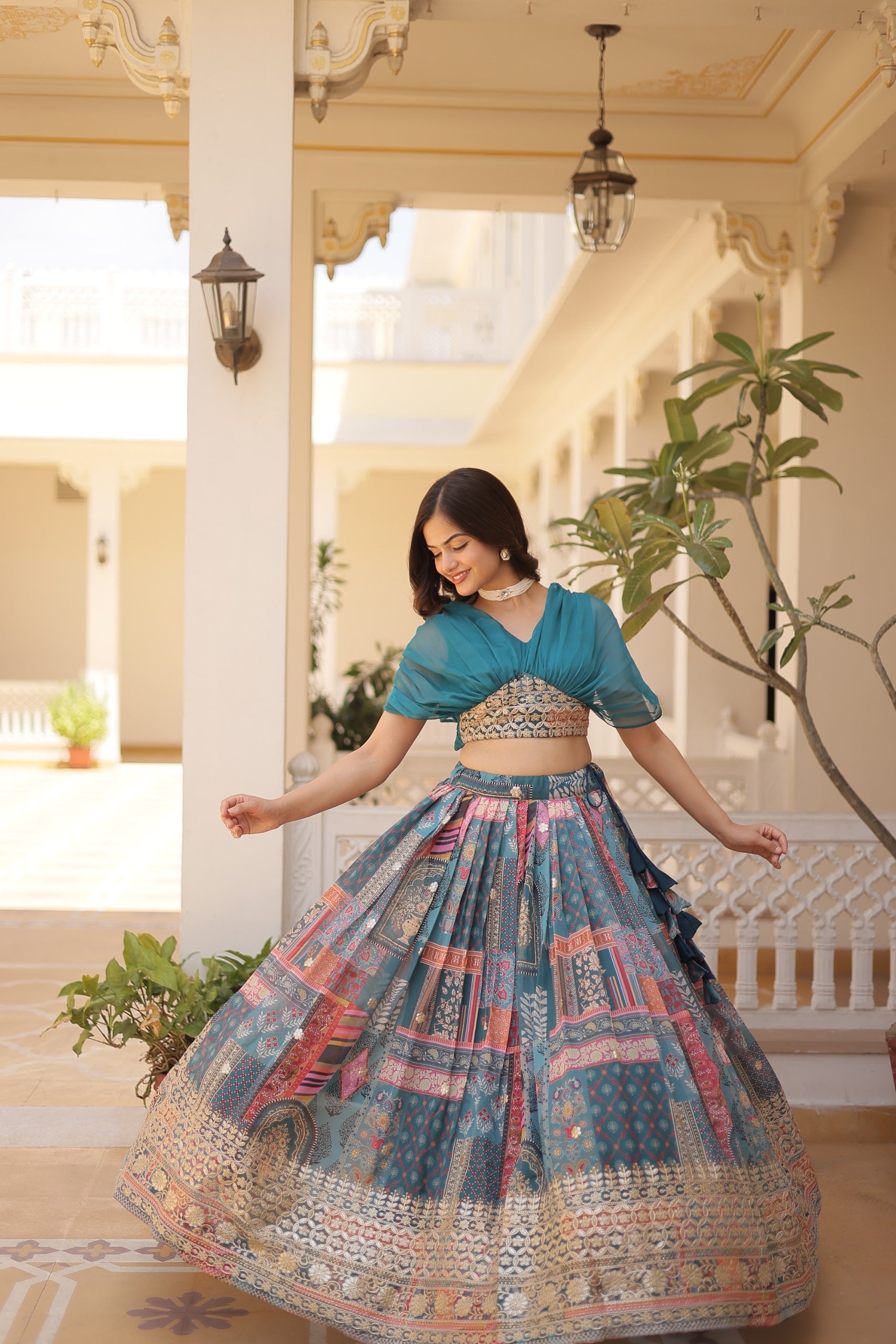 Russian Silk Wine Lehenga Choli Set