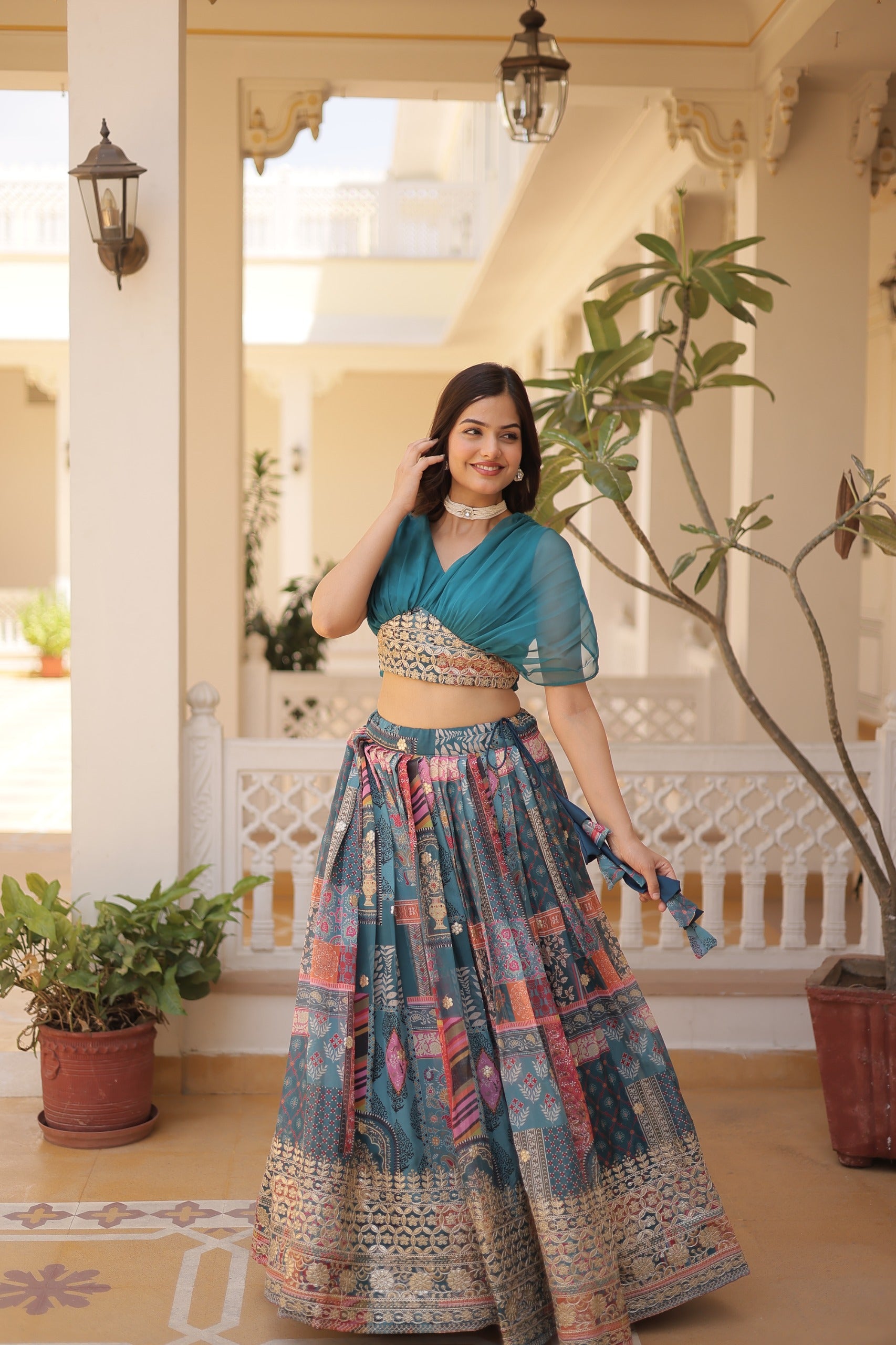 Russian Silk Wine Lehenga Choli Set
