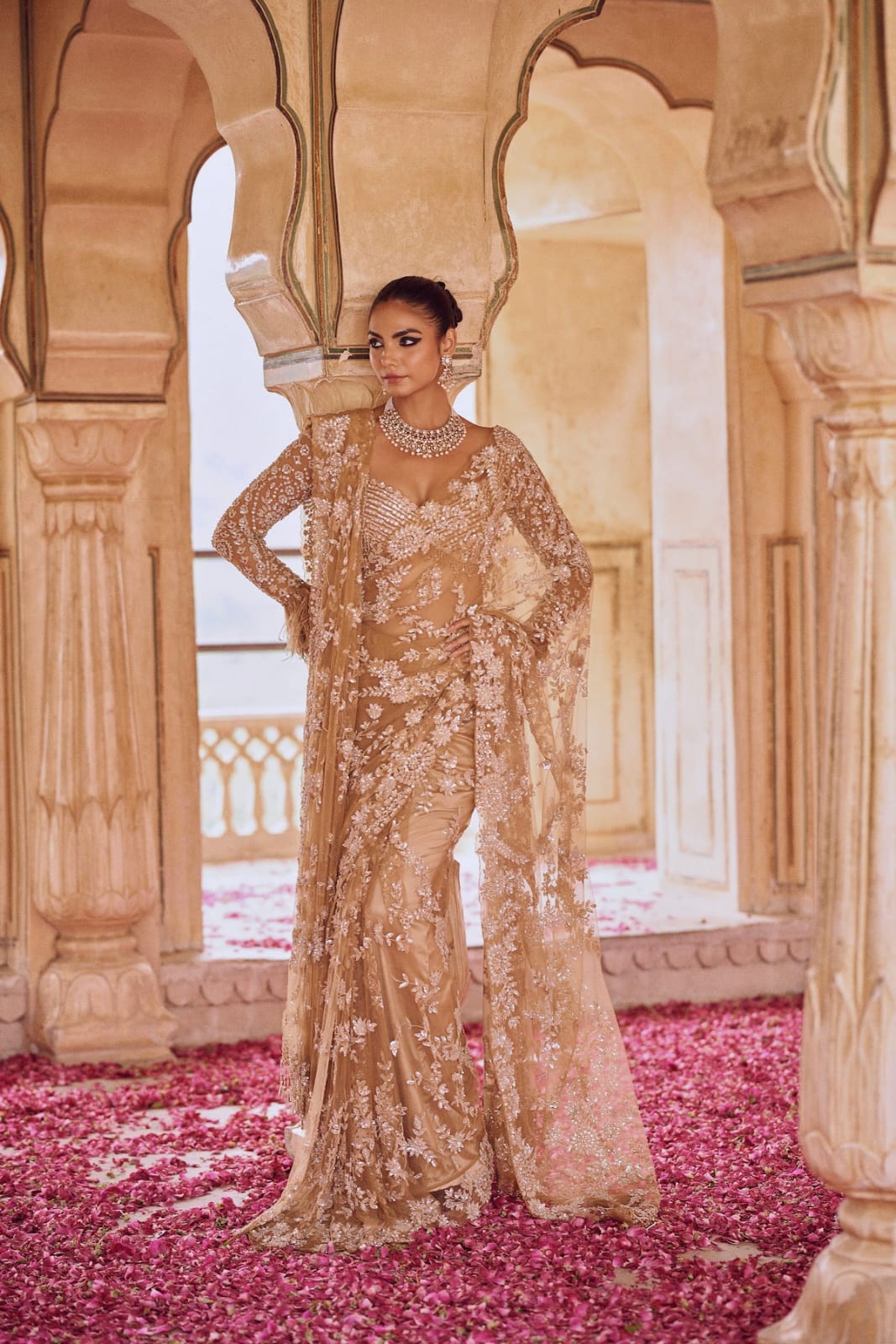 Exclusive Rich Look Sequence And Embroidered Heavy Net Saree